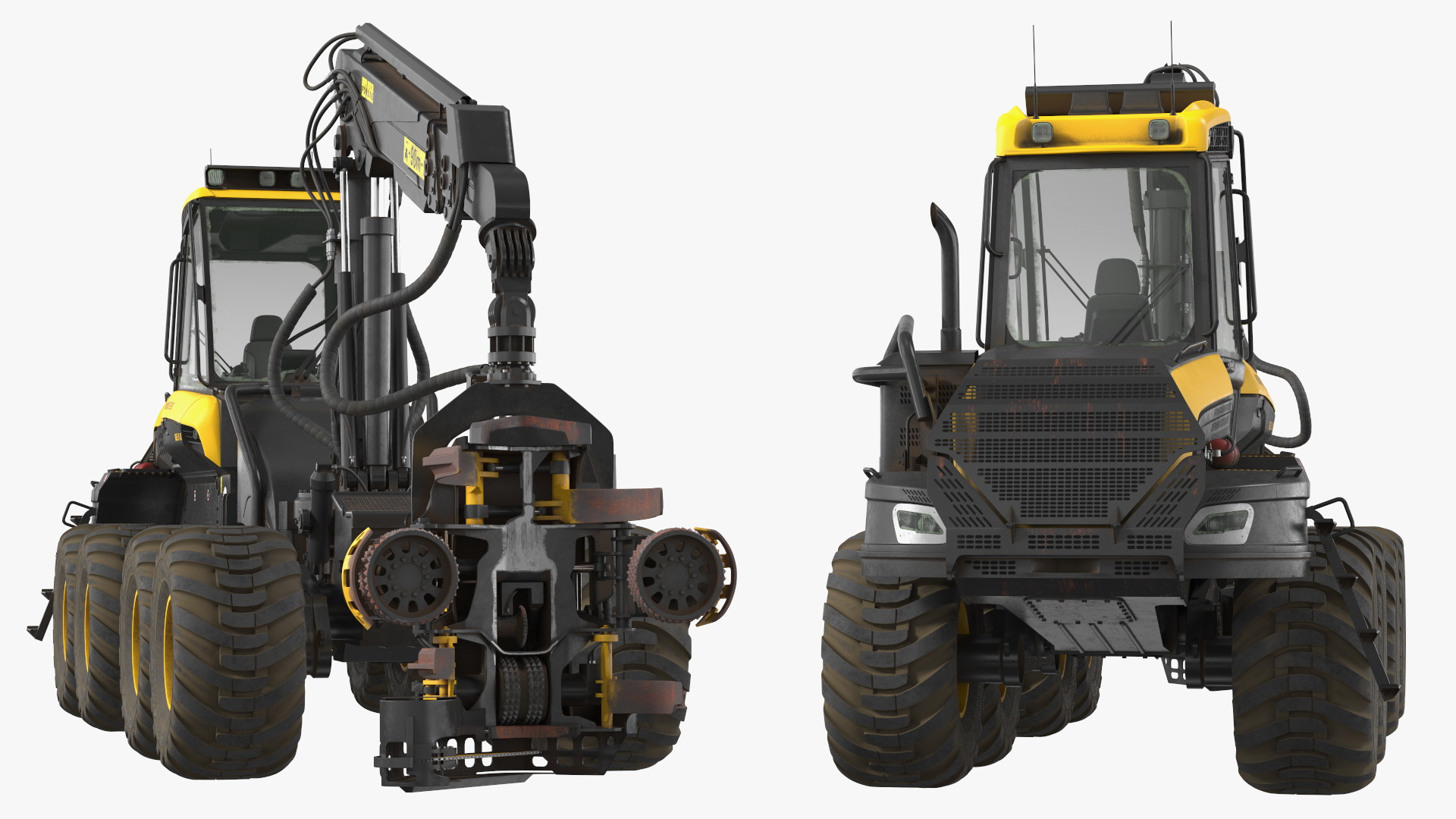 3D model Forestry Harvester PONSSE Bear 8W Dirty Rigged for Maya
