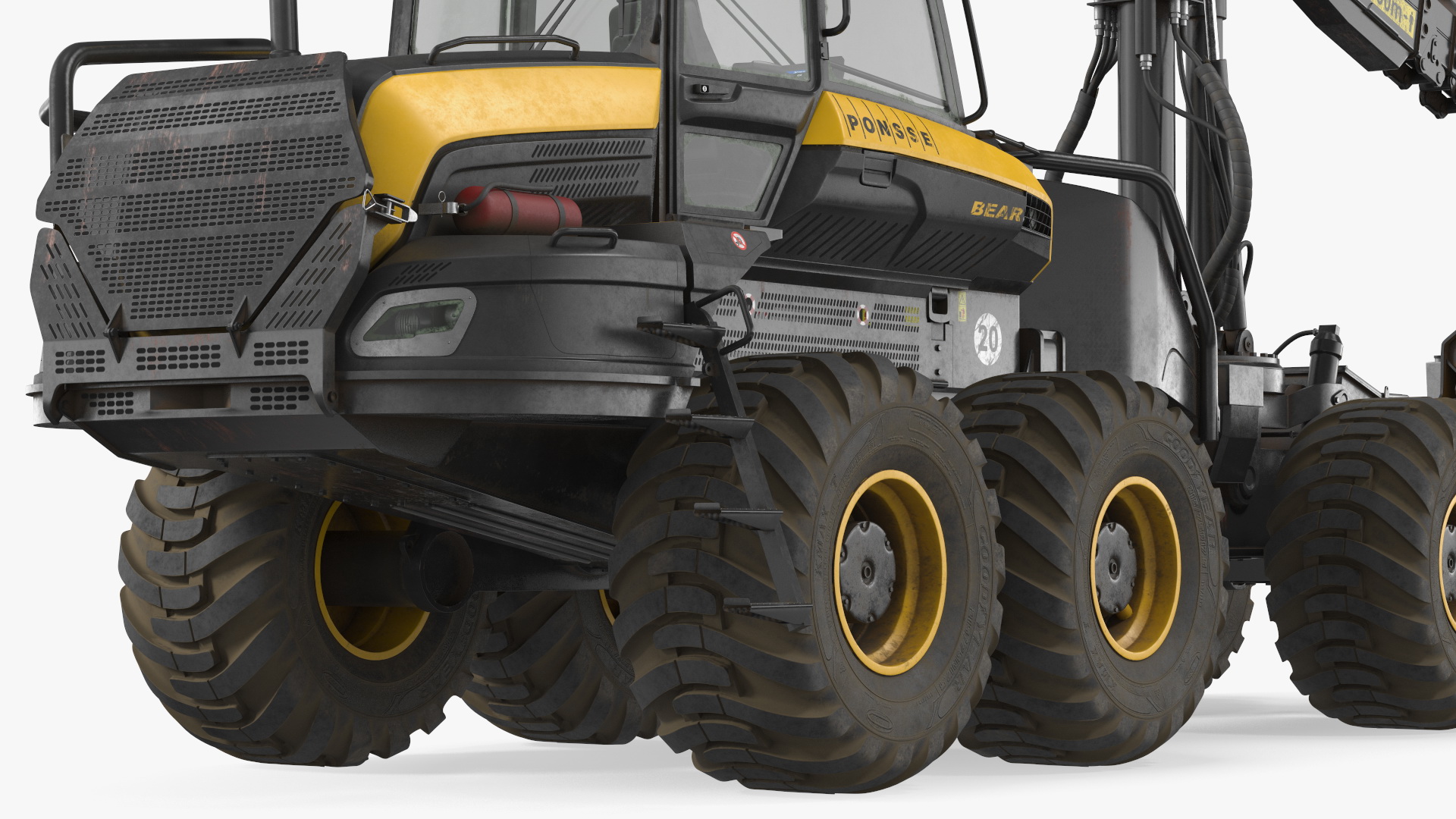 3D model Forestry Harvester PONSSE Bear 8W Dirty Rigged for Maya