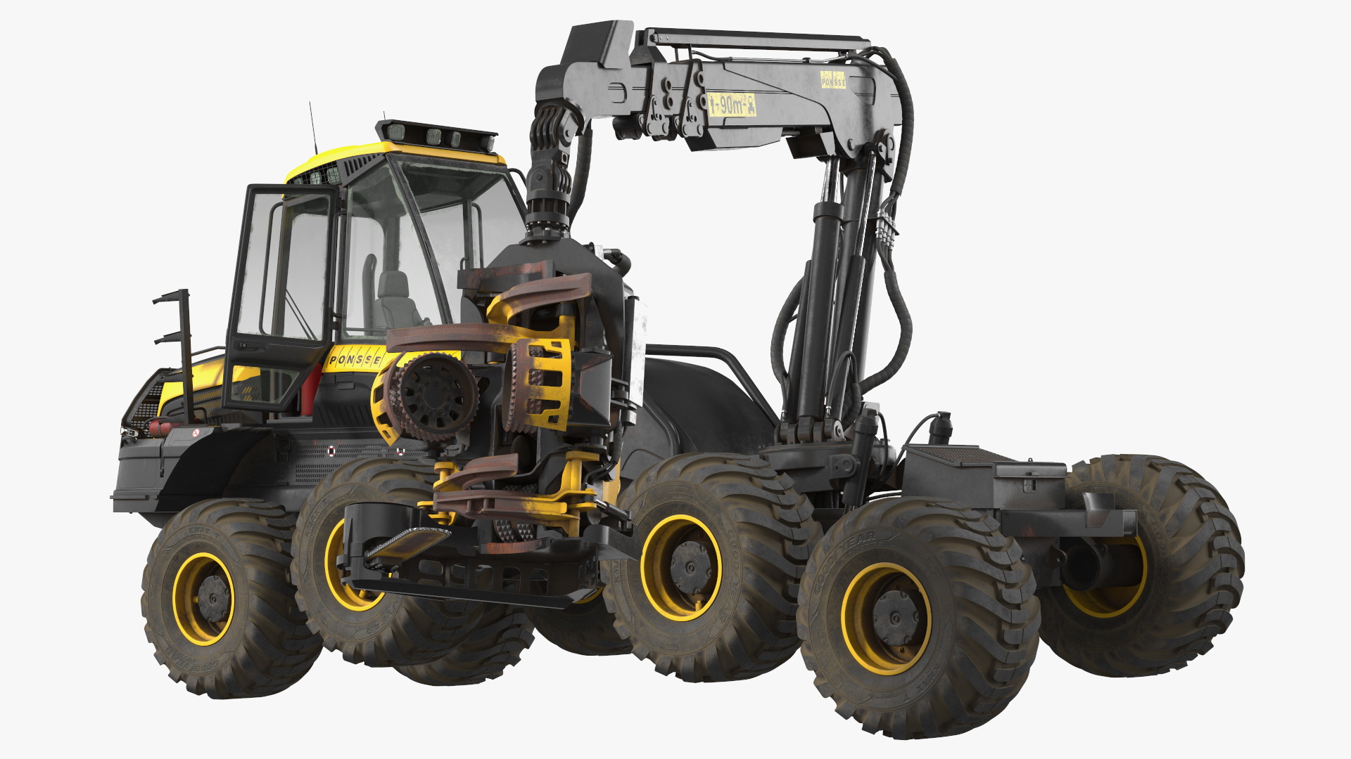 3D model Forestry Harvester PONSSE Bear 8W Dirty Rigged for Maya