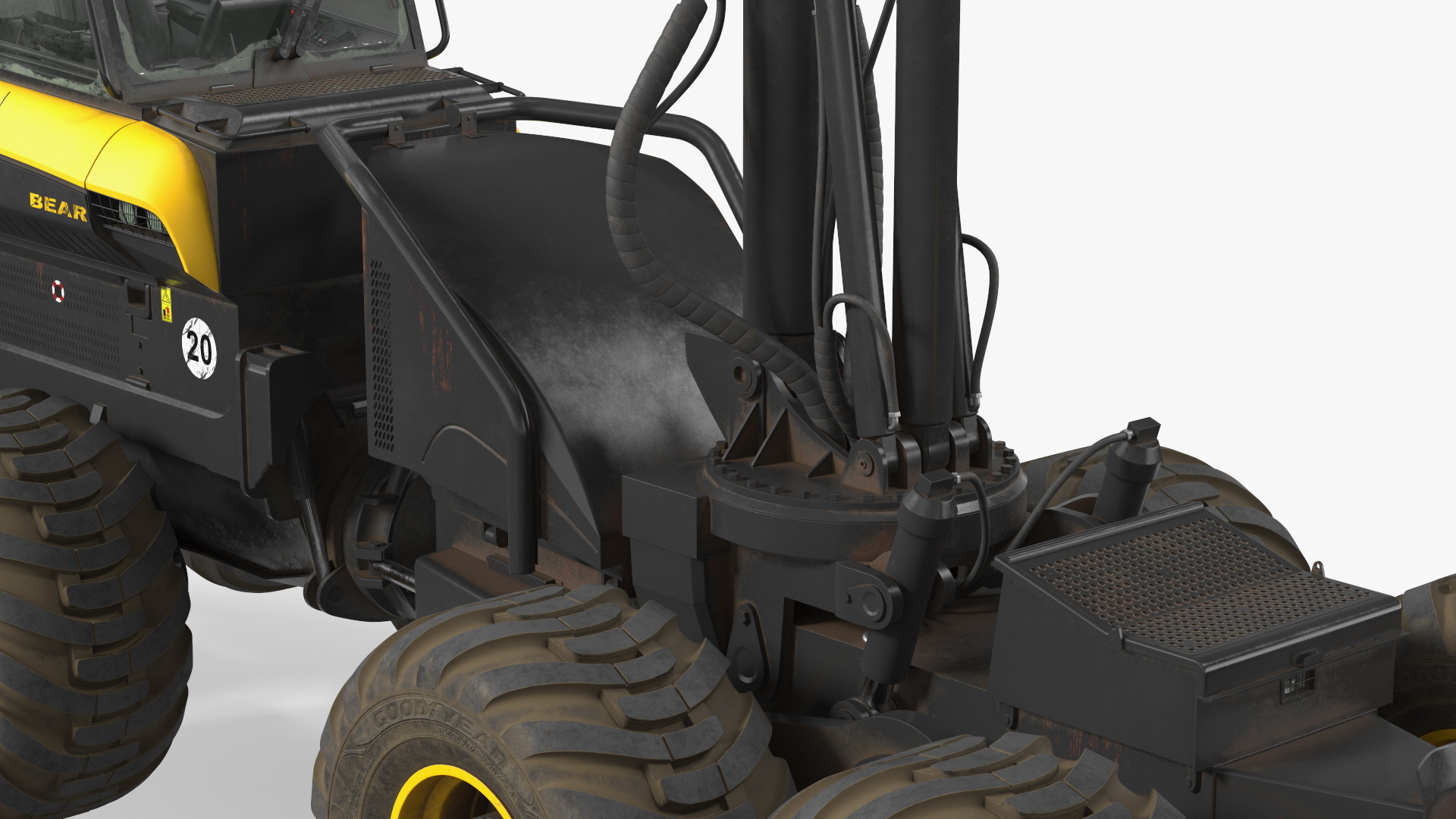 3D model Forestry Harvester PONSSE Bear 8W Dirty Rigged for Maya