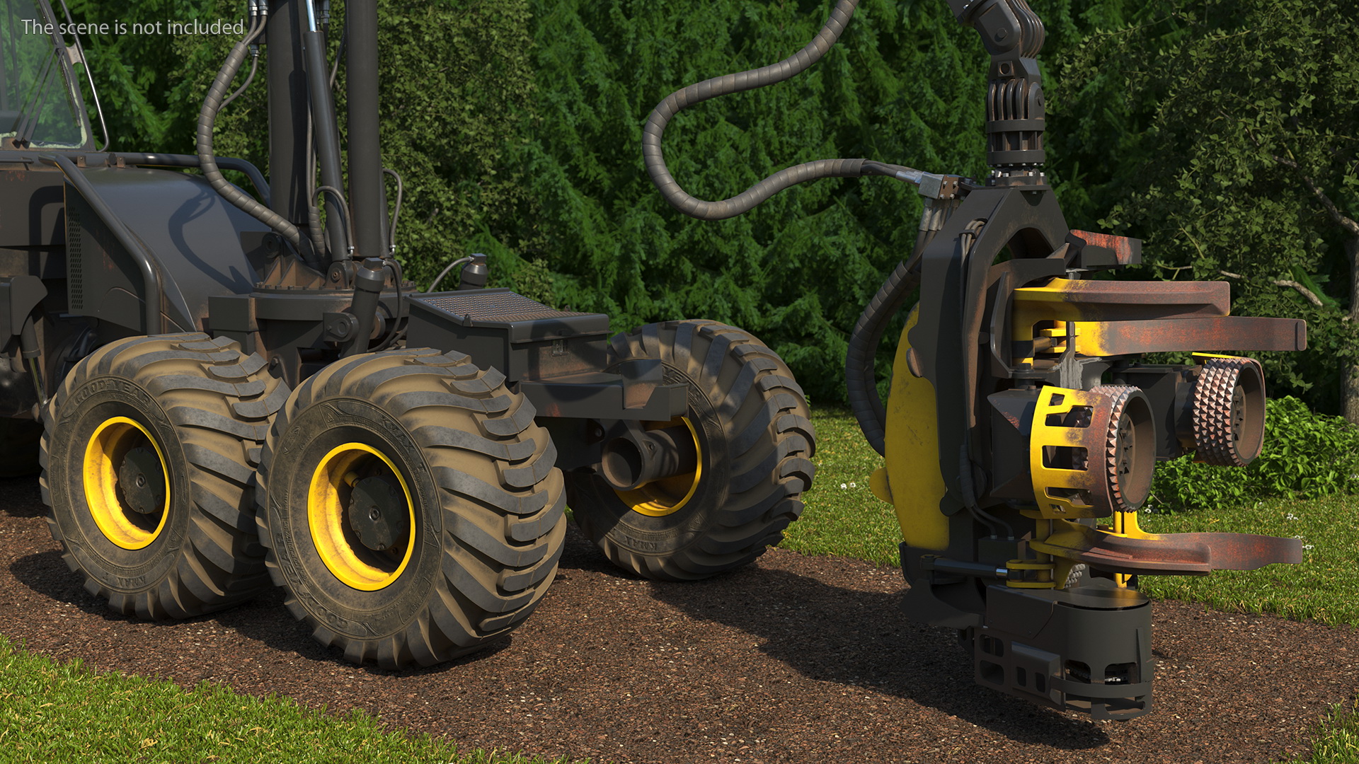 3D model Forestry Harvester PONSSE Bear 8W Dirty Rigged for Maya
