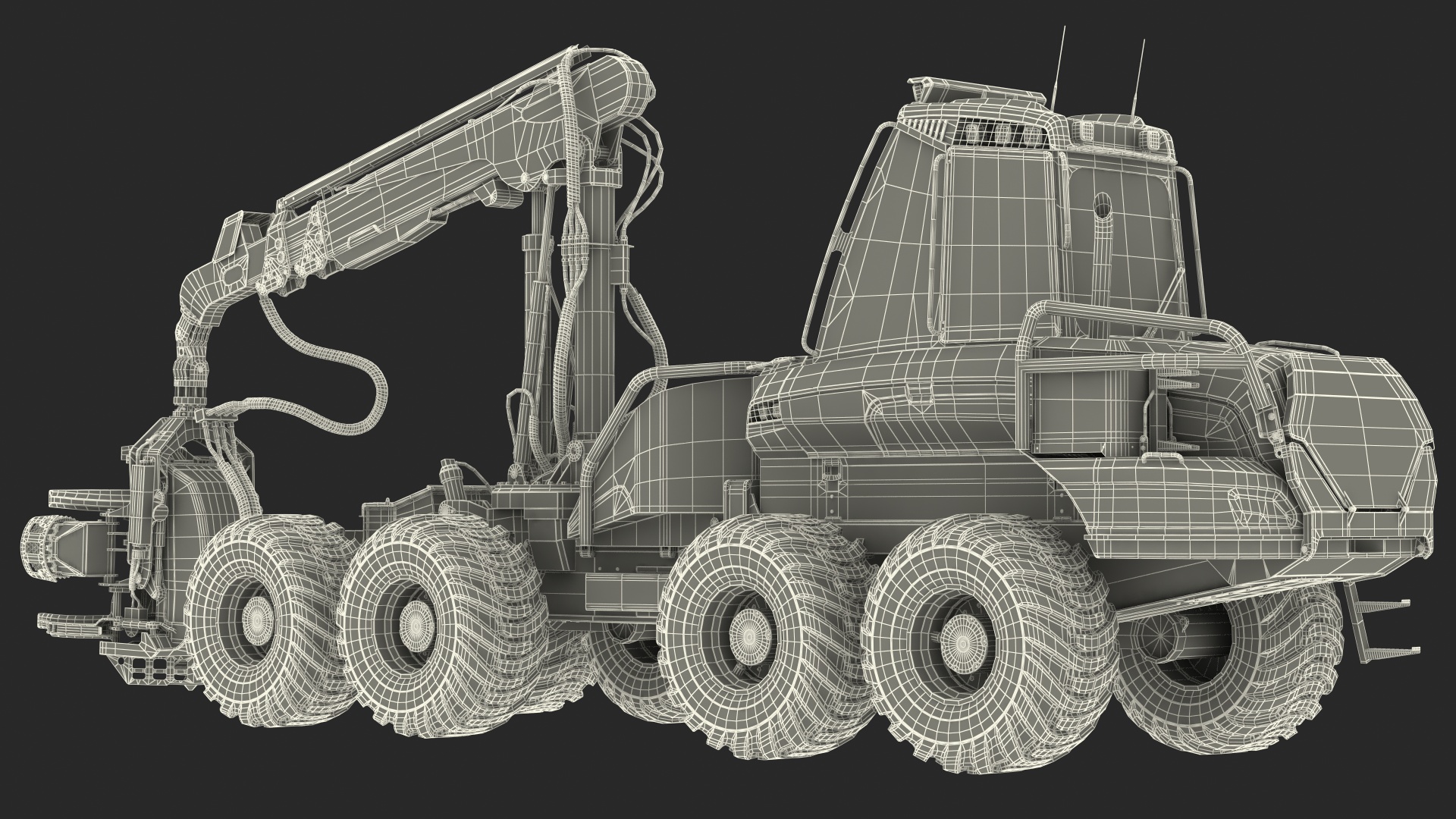 3D model Forestry Harvester PONSSE Bear 8W Dirty Rigged for Maya