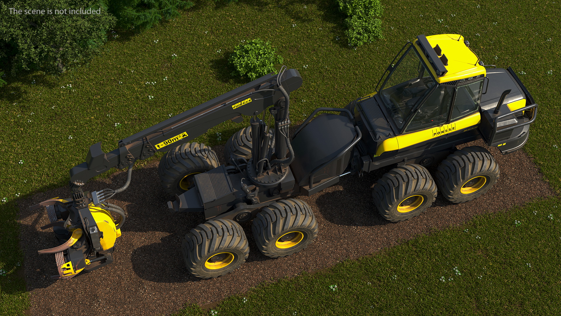 3D model Forestry Harvester PONSSE Bear 8W Dirty Rigged for Maya