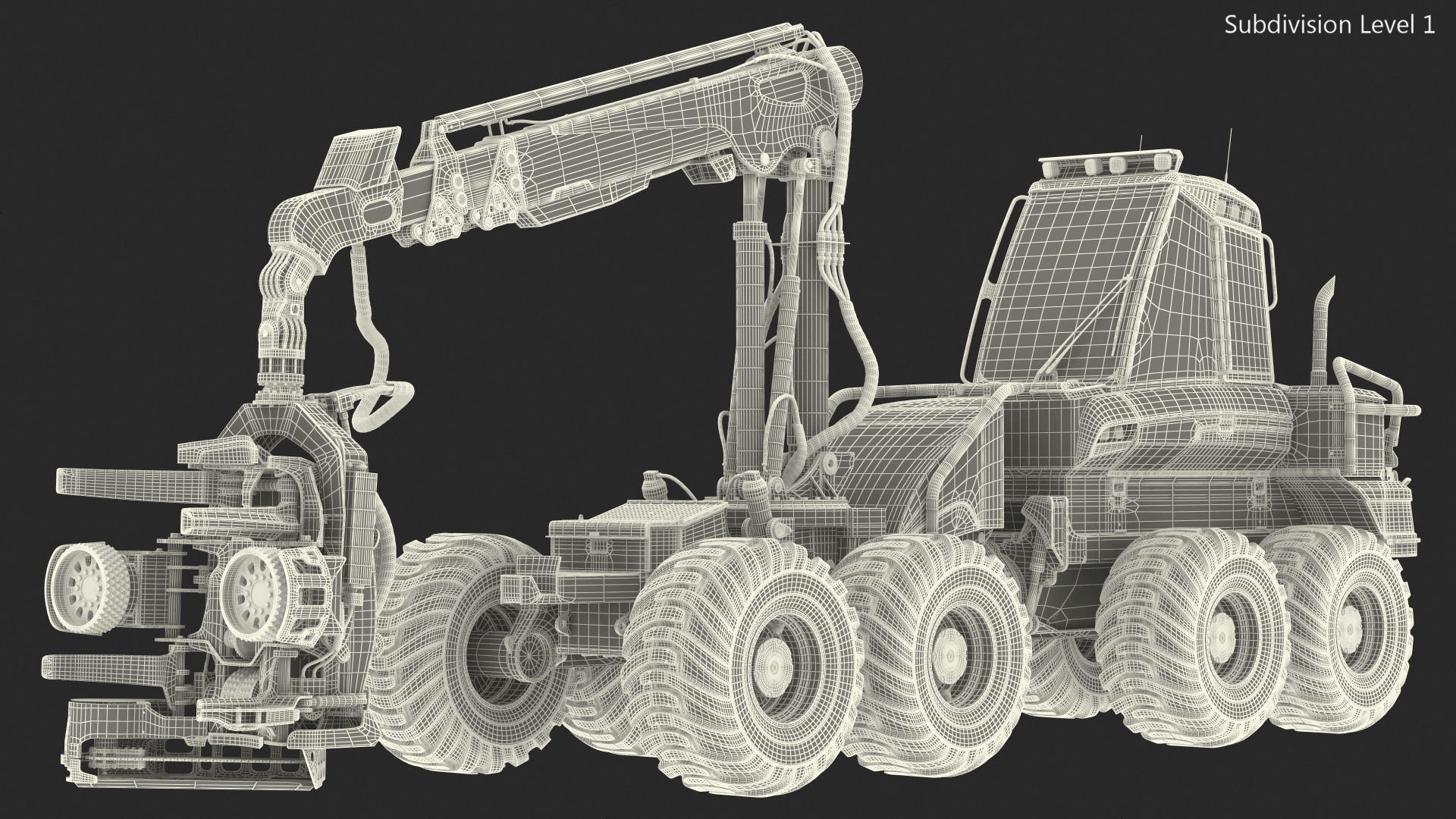 3D model Forestry Harvester PONSSE Bear 8W Dirty Rigged for Maya
