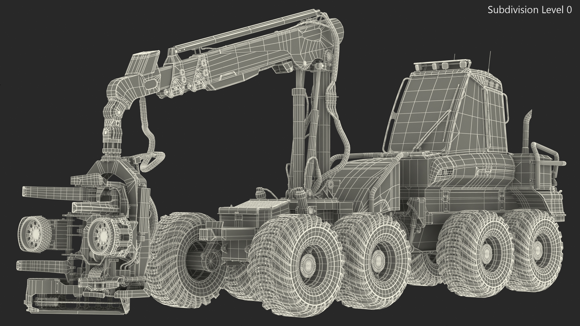 3D model Forestry Harvester PONSSE Bear 8W Dirty Rigged for Maya