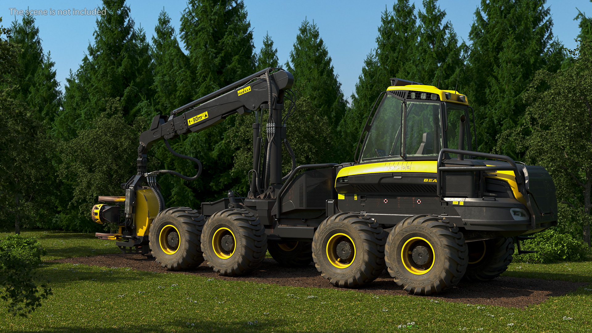 3D model Forestry Harvester PONSSE Bear 8W Dirty Rigged for Maya