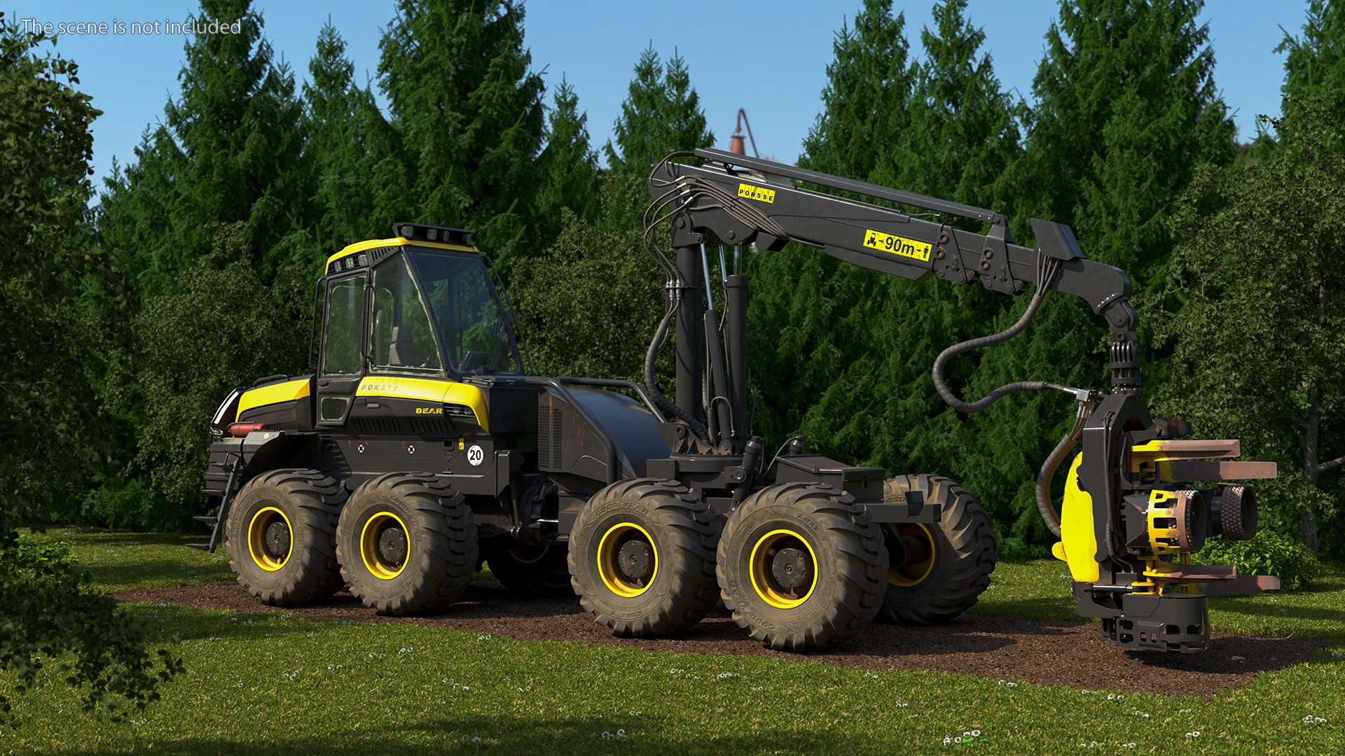 3D model Forestry Harvester PONSSE Bear 8W Dirty Rigged for Maya