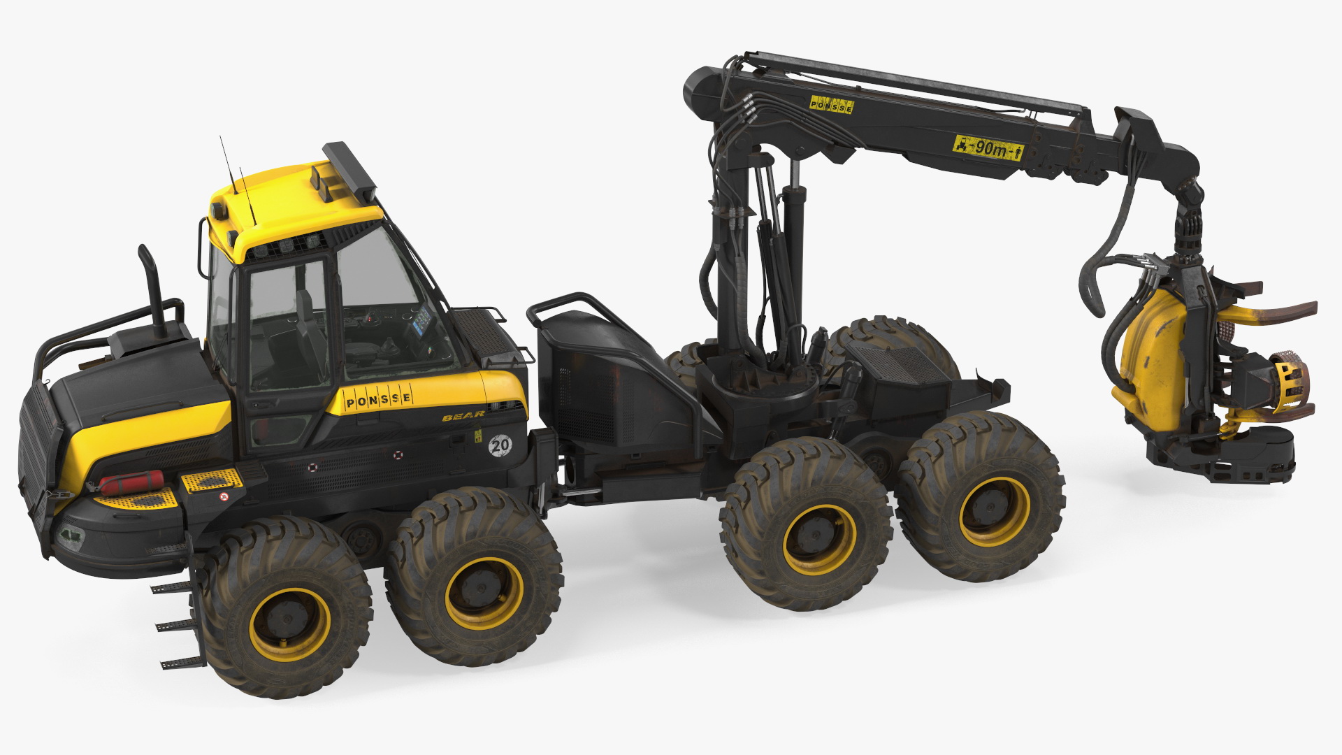 3D model Forestry Harvester PONSSE Bear 8W Dirty Rigged for Maya