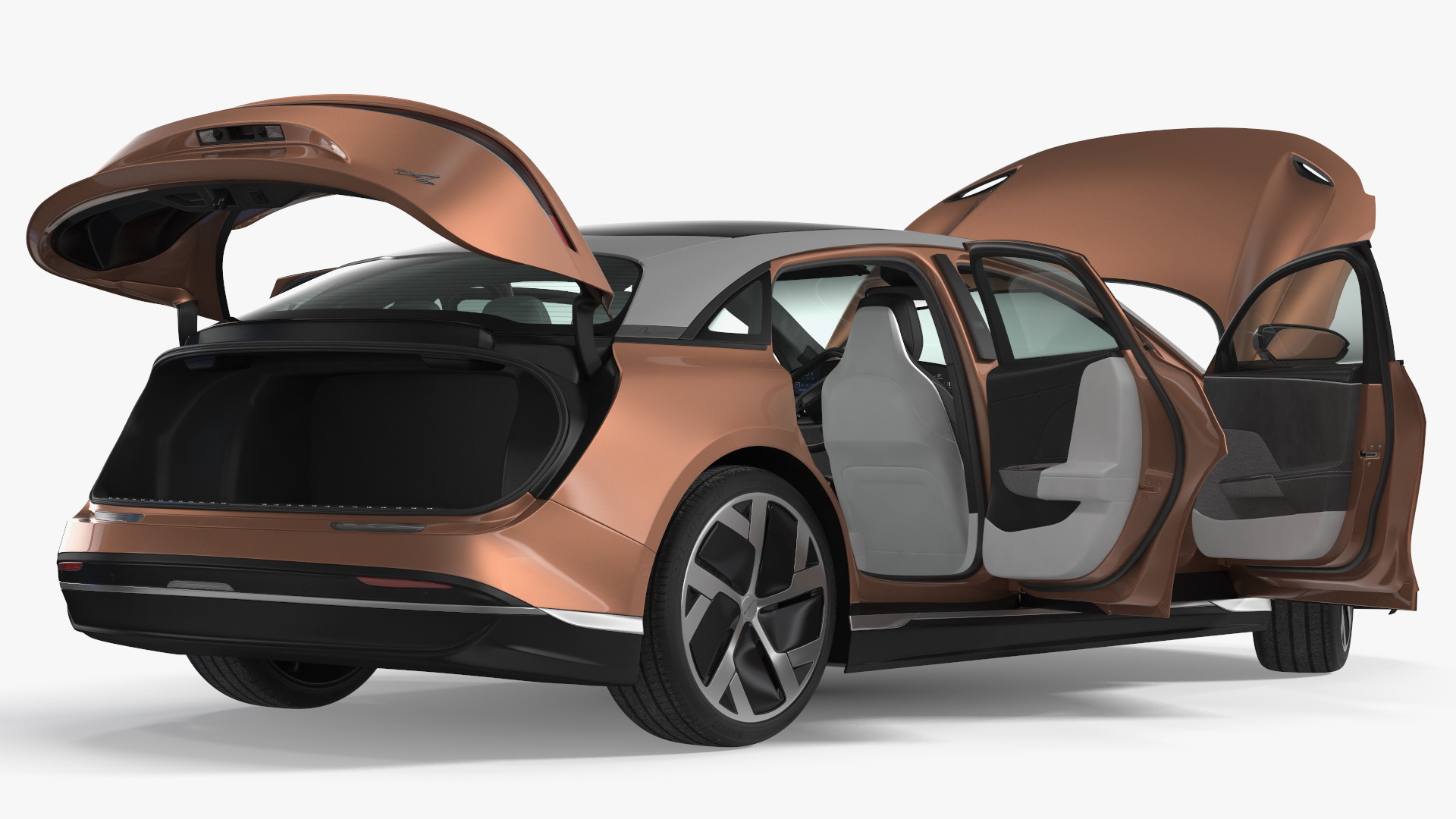 3D model Electric Car Charging Station and Lucid Air 2021 Rigged