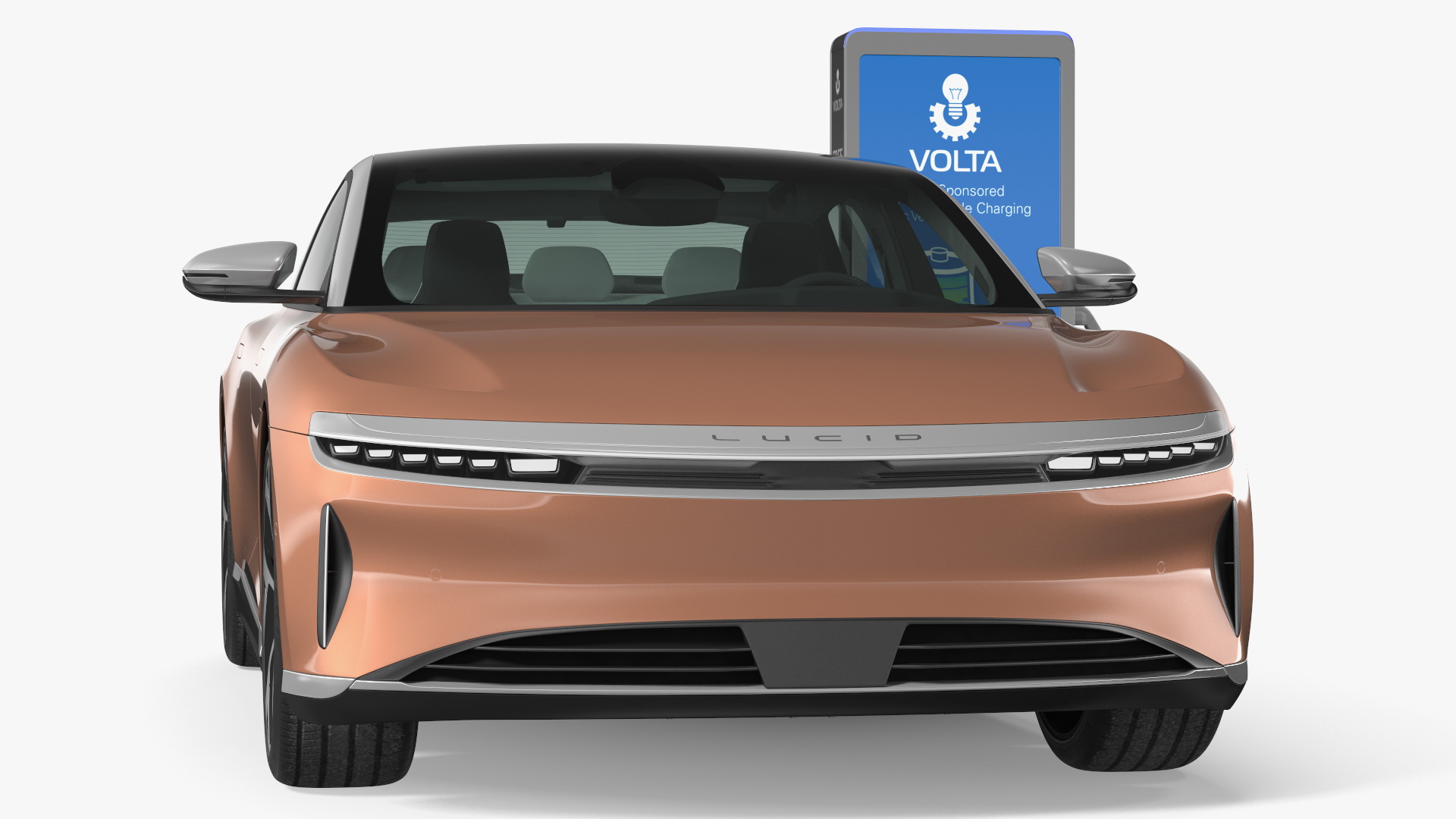 3D model Electric Car Charging Station and Lucid Air 2021 Rigged