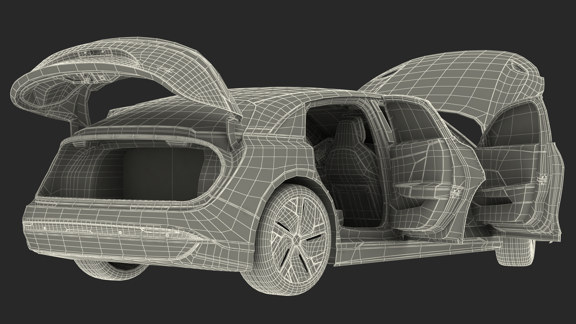 3D model Electric Car Charging Station and Lucid Air 2021 Rigged