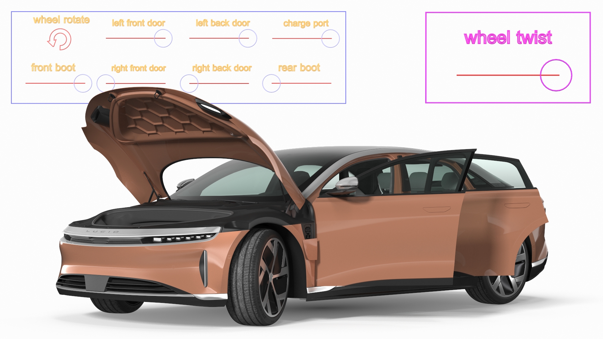 3D model Electric Car Charging Station and Lucid Air 2021 Rigged