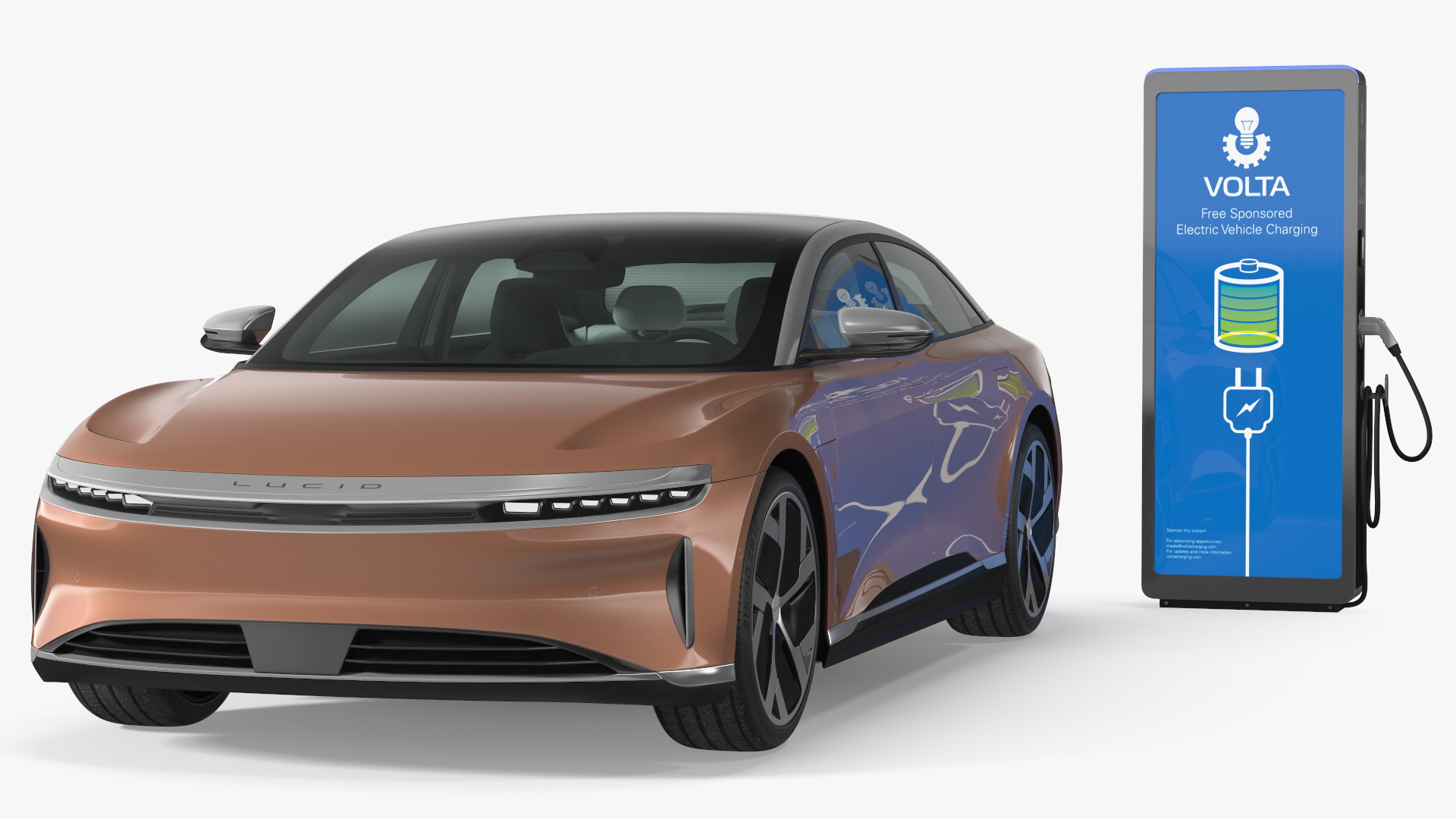 3D model Electric Car Charging Station and Lucid Air 2021 Rigged