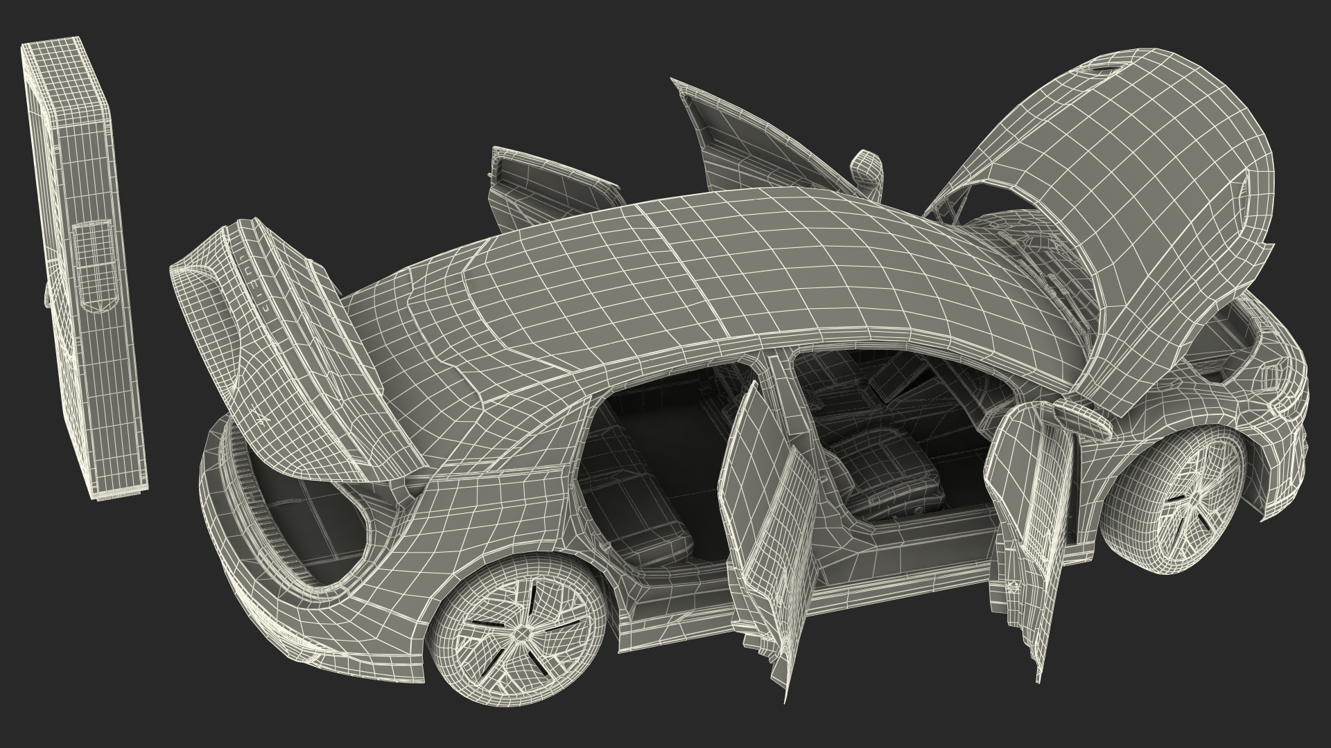 3D model Electric Car Charging Station and Lucid Air 2021 Rigged