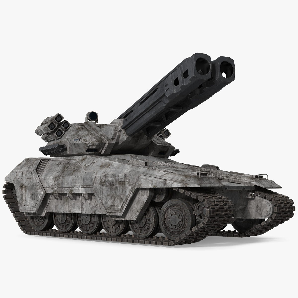 3D model Futuristic Battle Tank with Damage Rigged for Maya