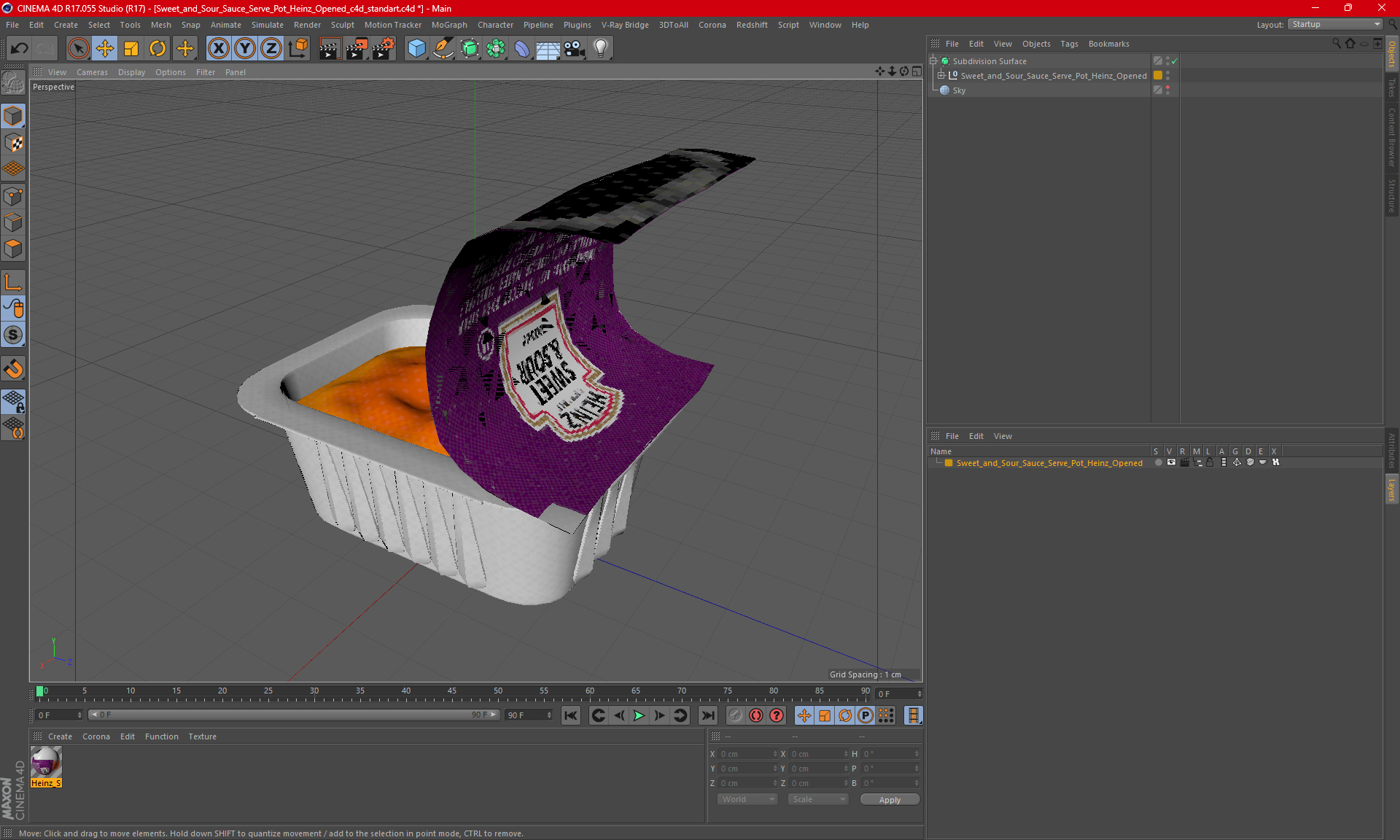 3D Sweet and Sour Sauce Serve Pot Heinz Opened model