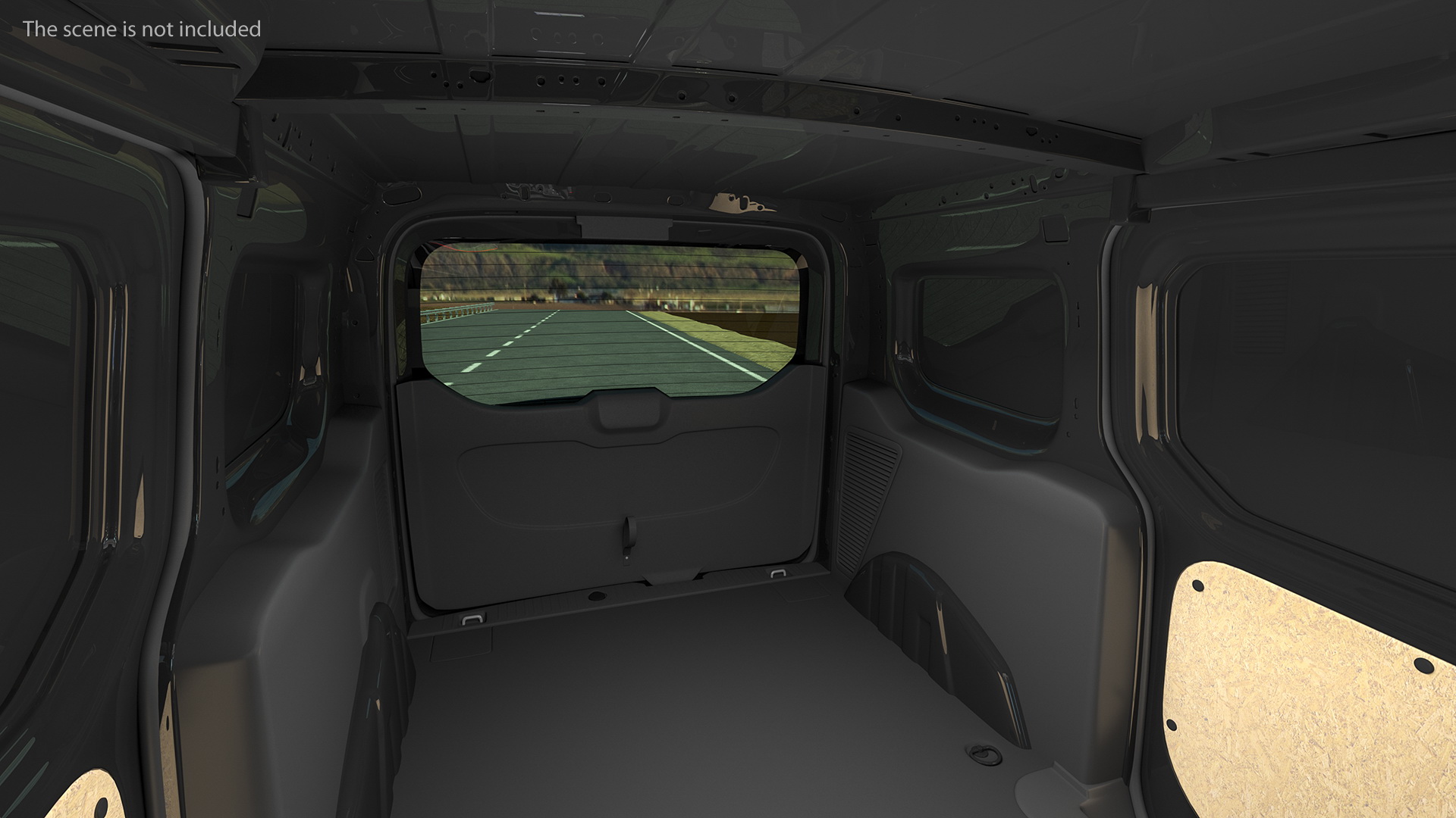 Ford Transit Connect Tailgate Black Rigged 3D