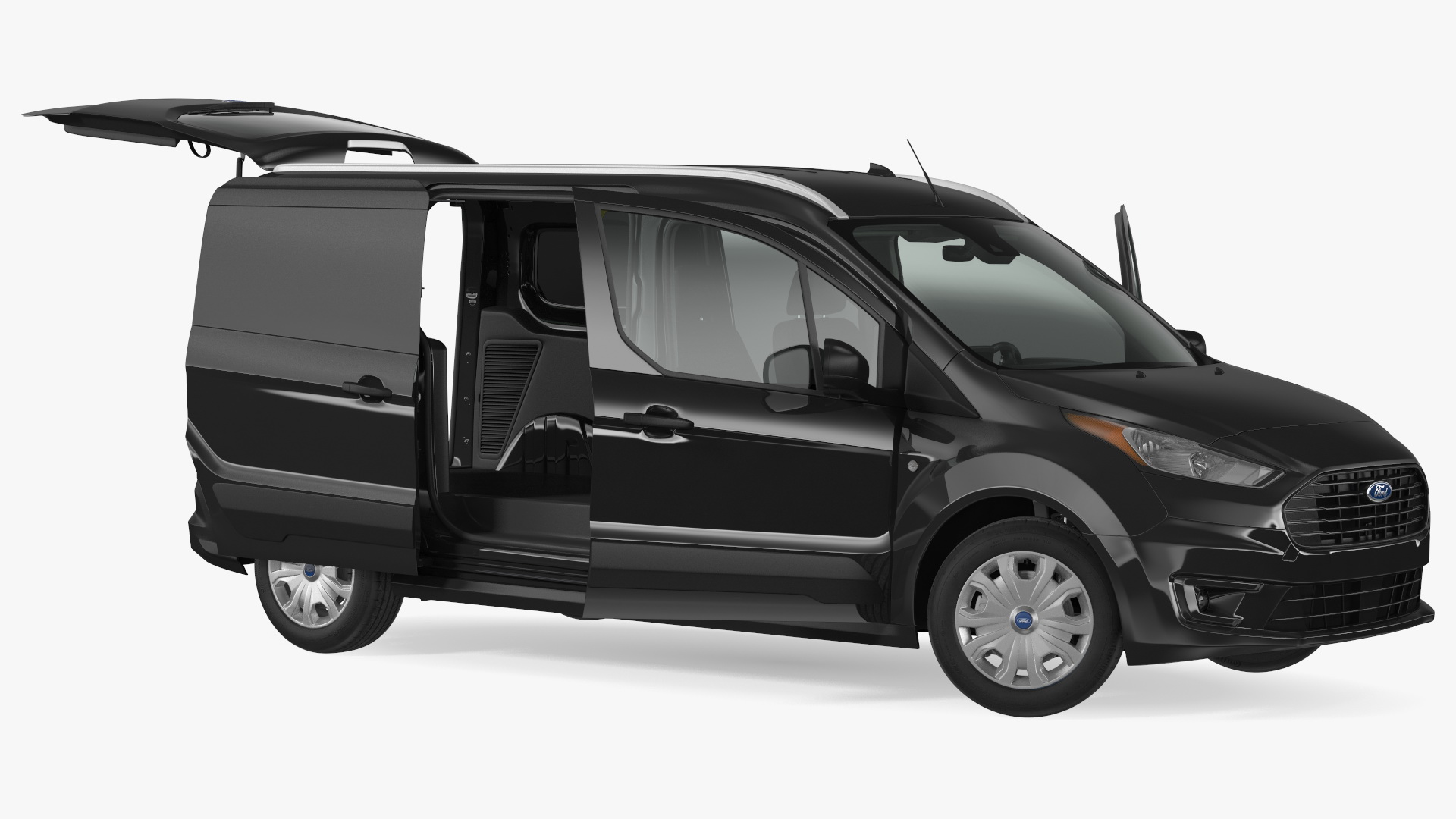Ford Transit Connect Tailgate Black Rigged 3D