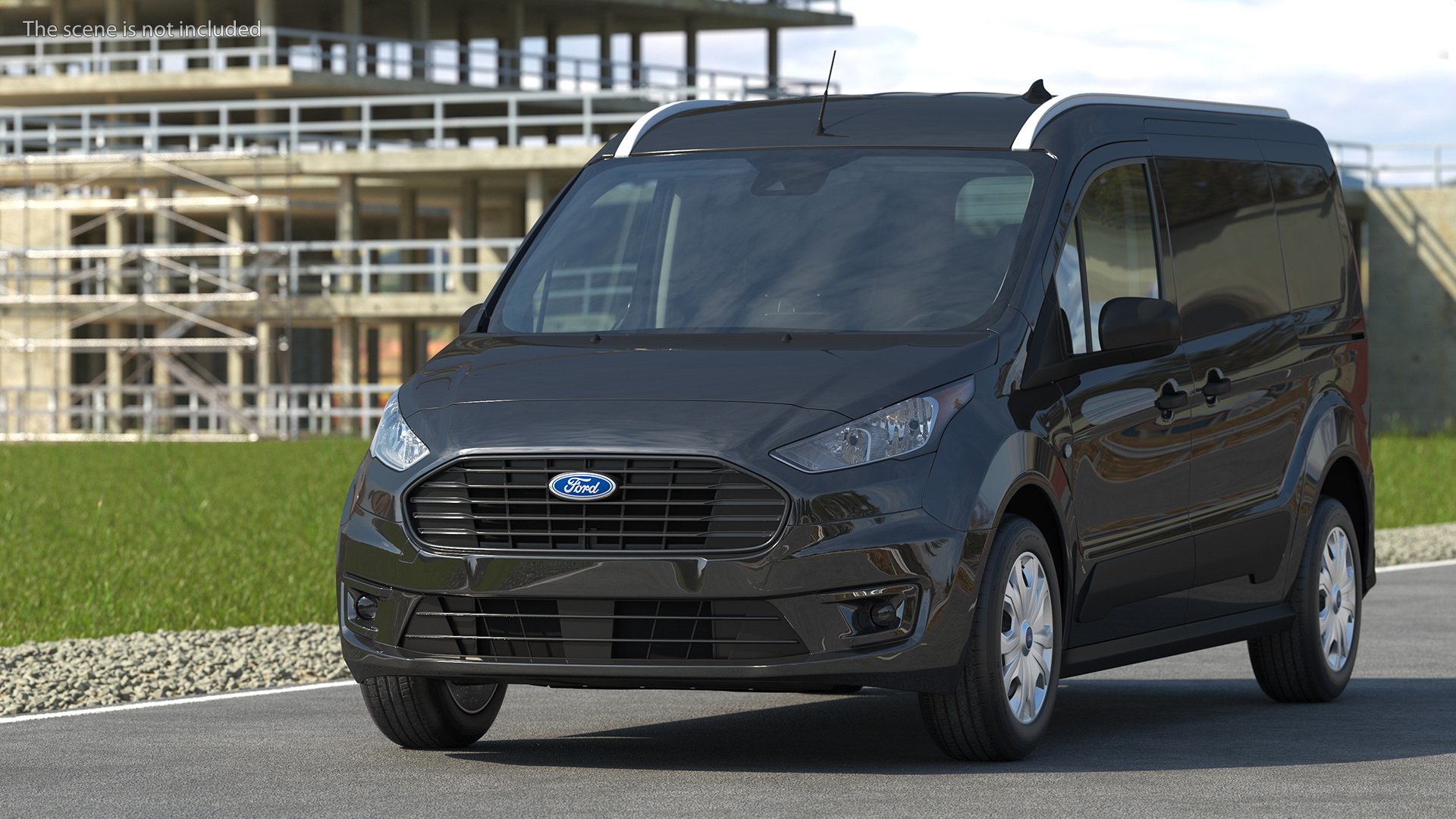 Ford Transit Connect Tailgate Black Rigged 3D