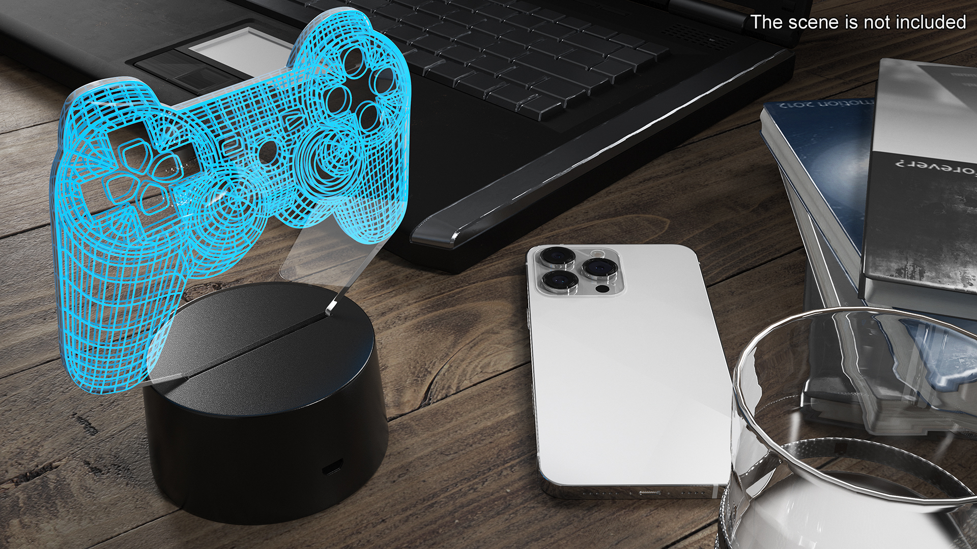 3D Gamepad Shape LED Hologram Night Light Blue model