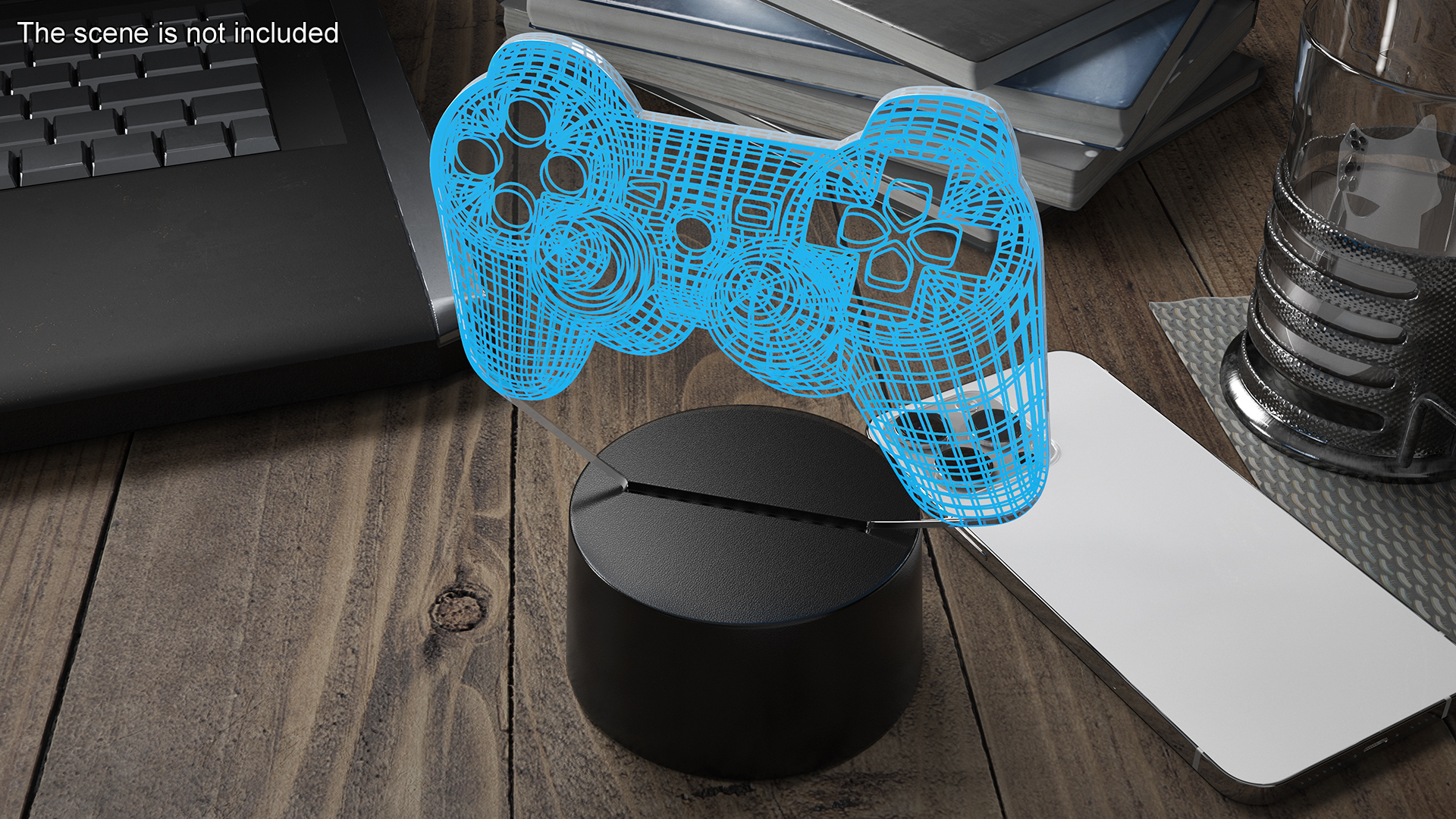 3D Gamepad Shape LED Hologram Night Light Blue model