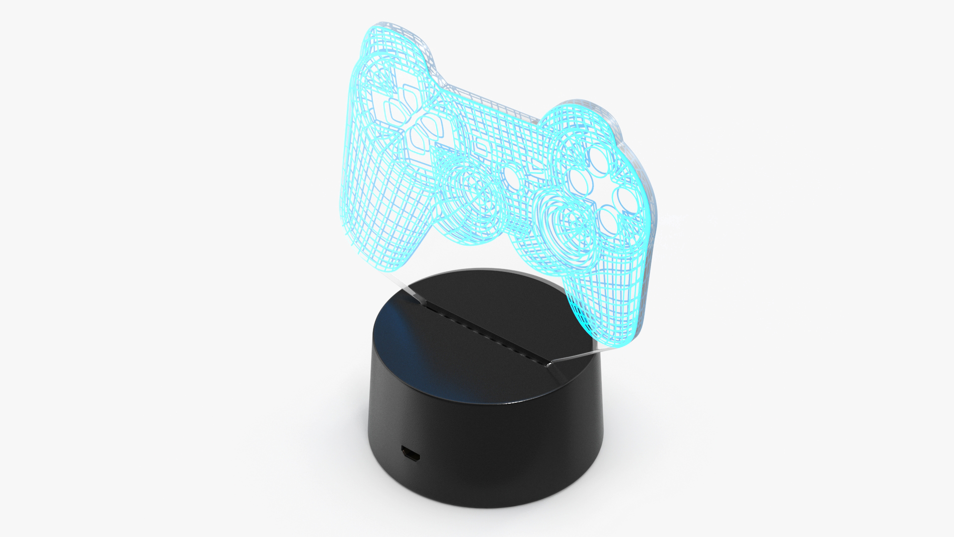 3D Gamepad Shape LED Hologram Night Light Blue model