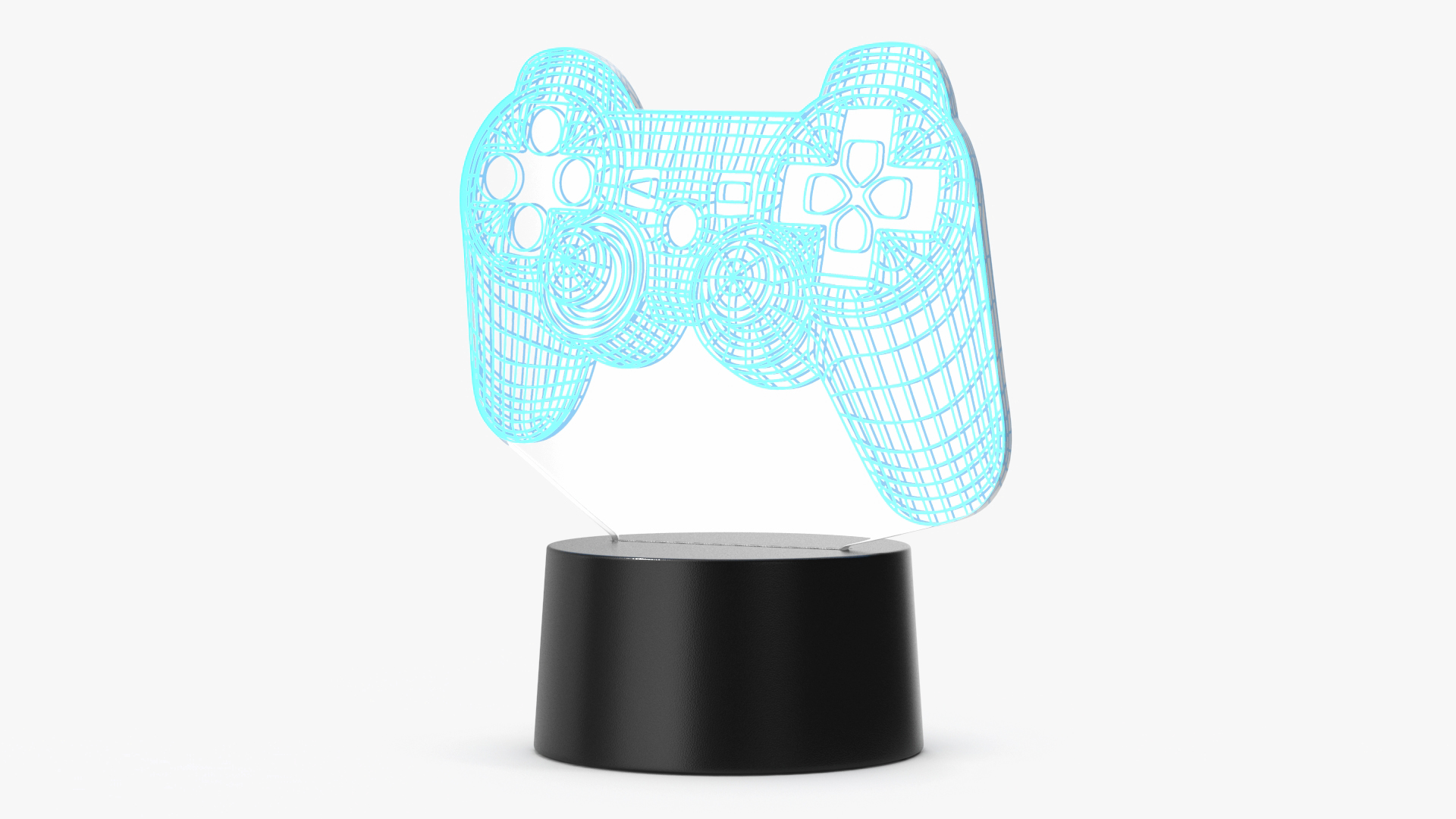 3D Gamepad Shape LED Hologram Night Light Blue model