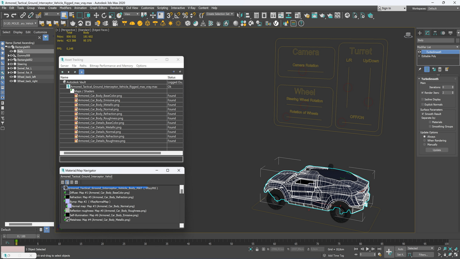 3D model Armored Tactical Ground Interceptor Vehicle Rigged