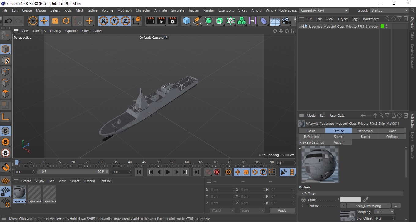 3D model Japanese Mogami Class Frigate FFM-2