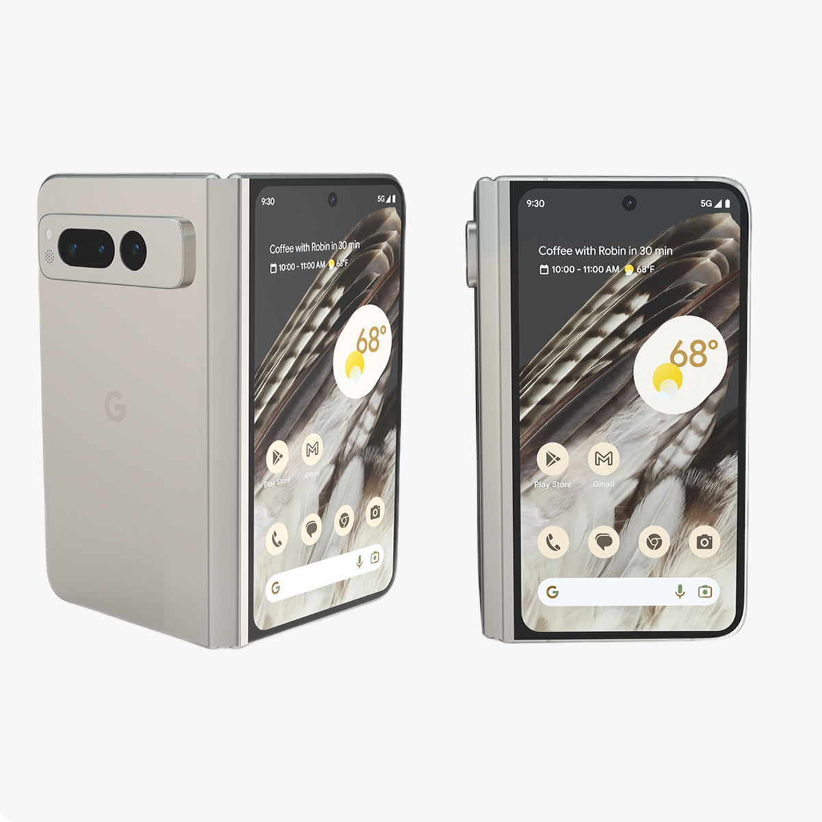 3D Foldable Smartphone Google Pixel Fold Porcelain Rigged for Cinema 4D model