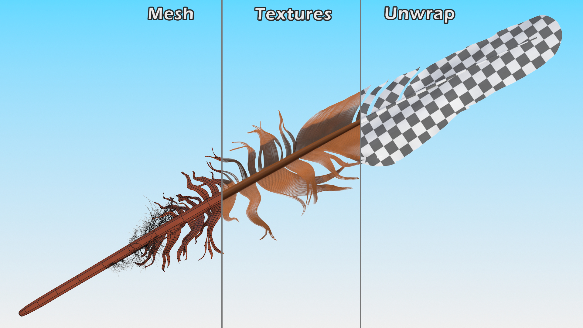 3D Feather Bird Brown Colored