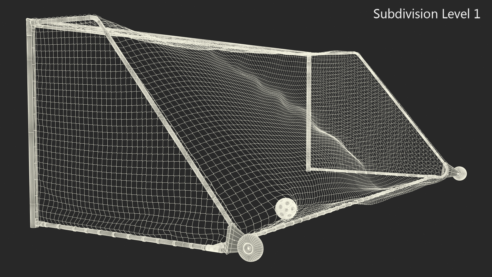 3D Animated Soccer Ball Hits the Goal Net model