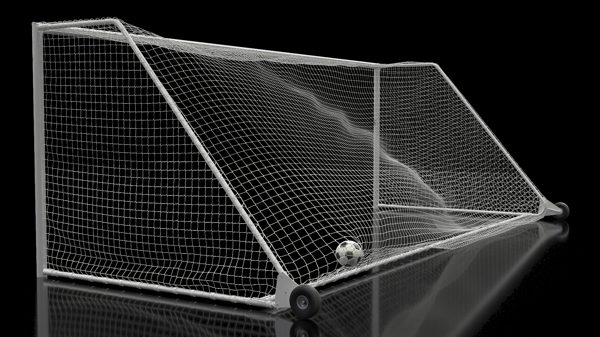 3D Animated Soccer Ball Hits the Goal Net model