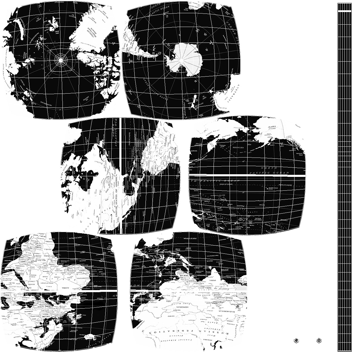 3D Metallic World Globe Black