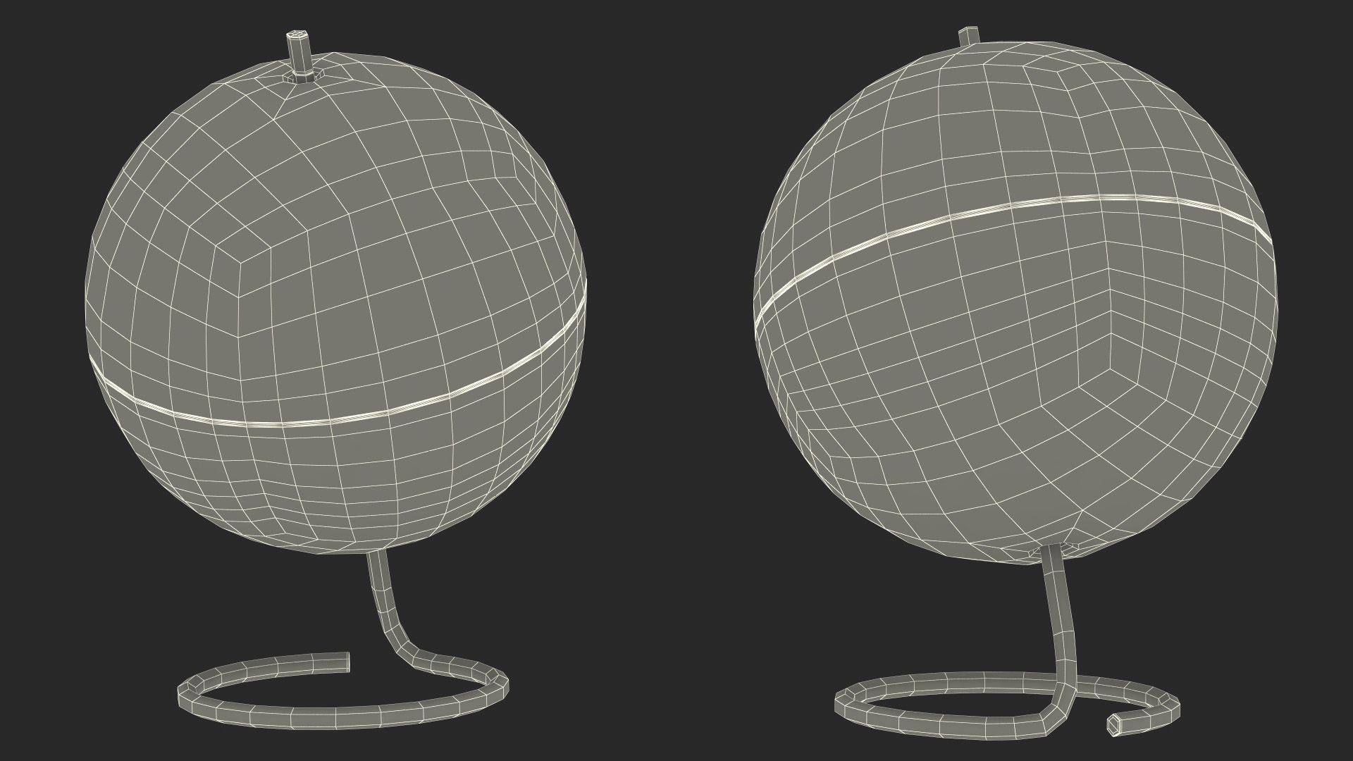 3D Metallic World Globe Black