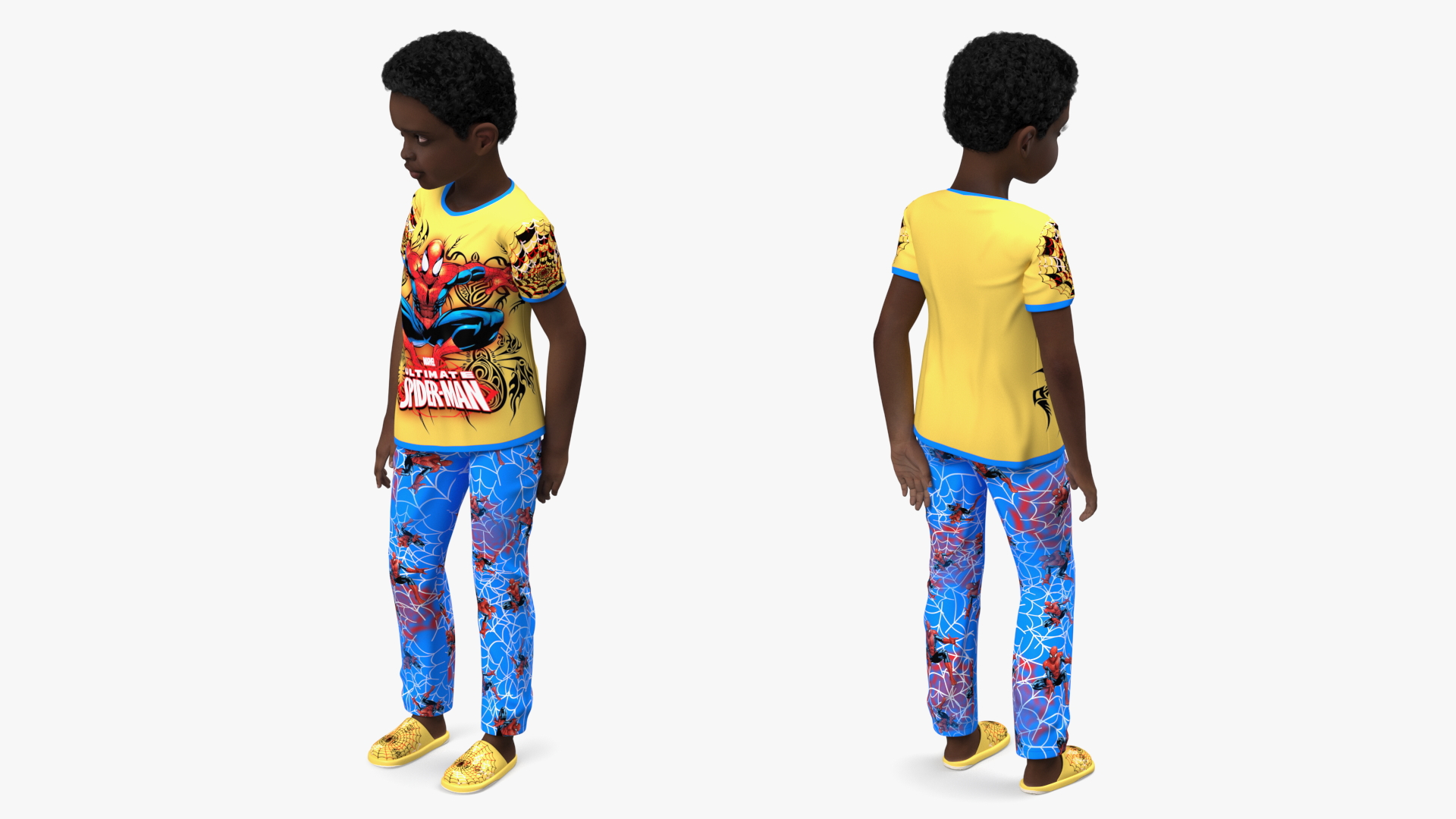3D Black Child Boy Home Style