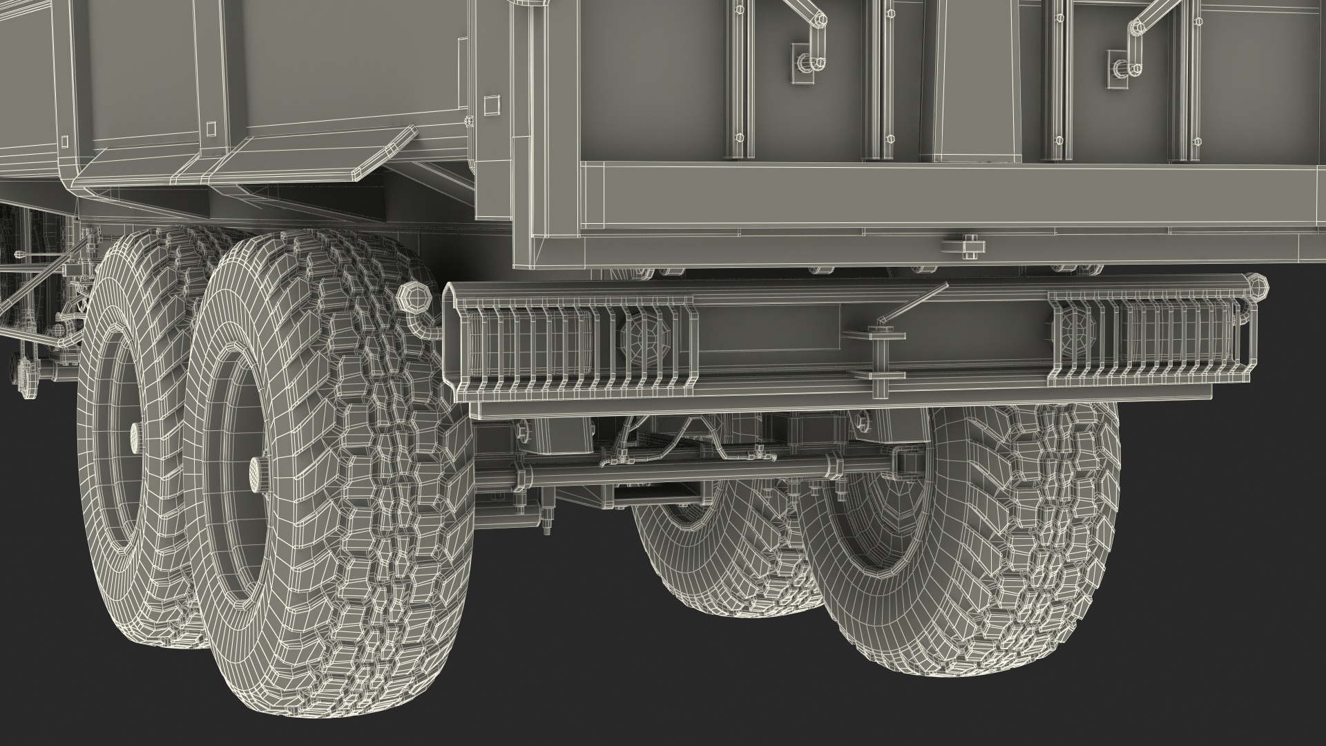 3D model Tractor with Agricultural Trailer Rigged