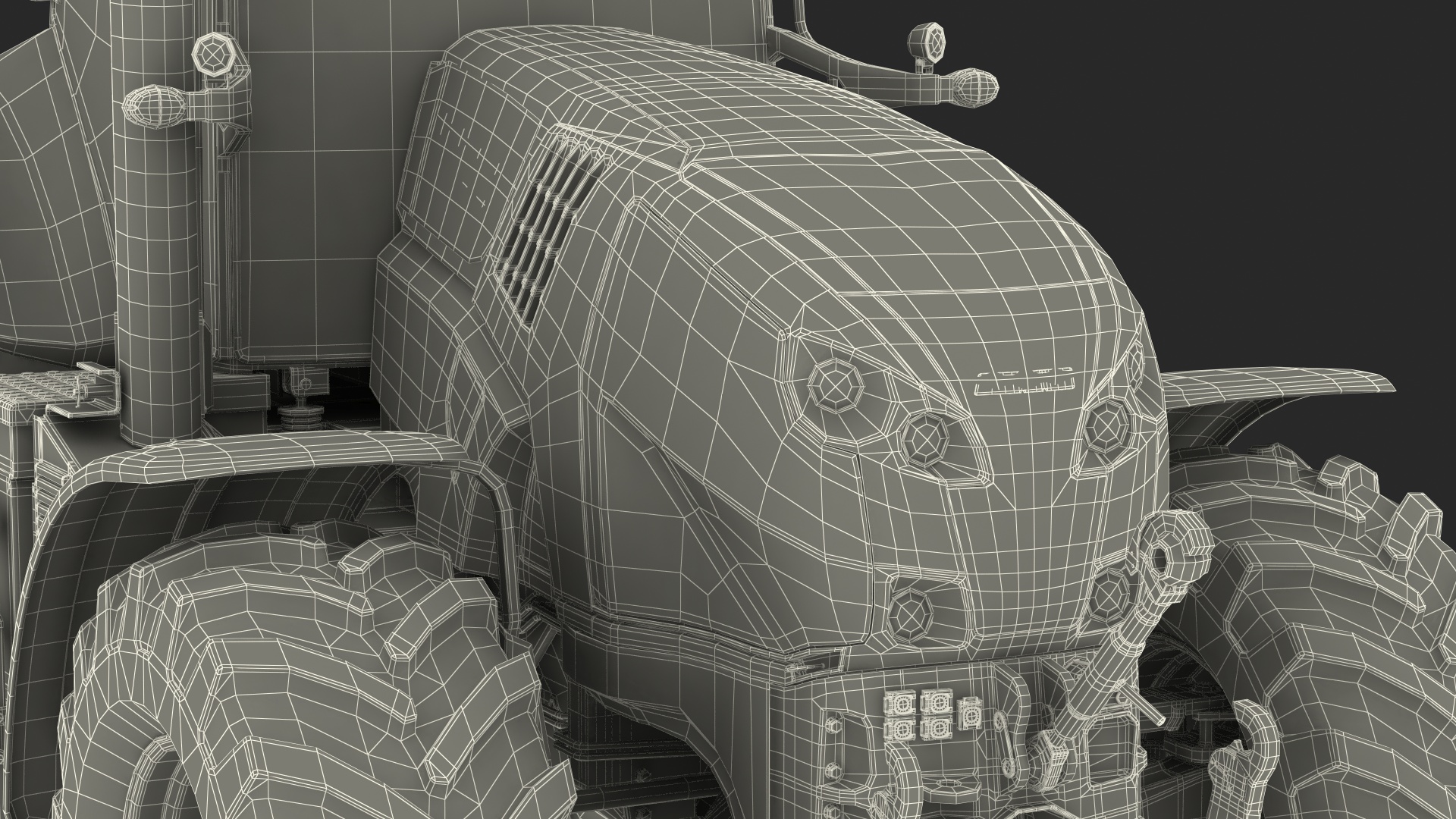 3D model Tractor with Agricultural Trailer Rigged