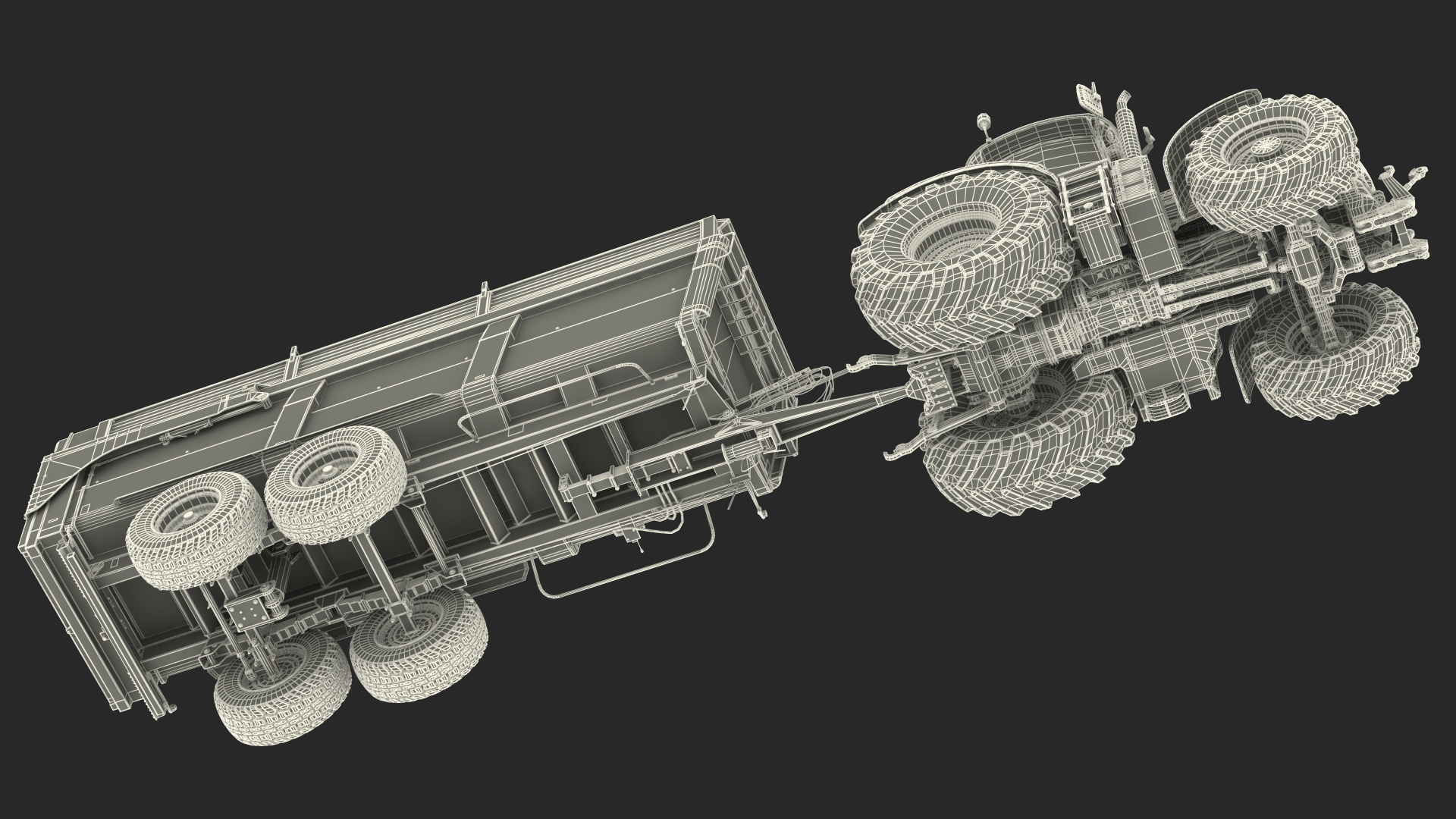 3D model Tractor with Agricultural Trailer Rigged