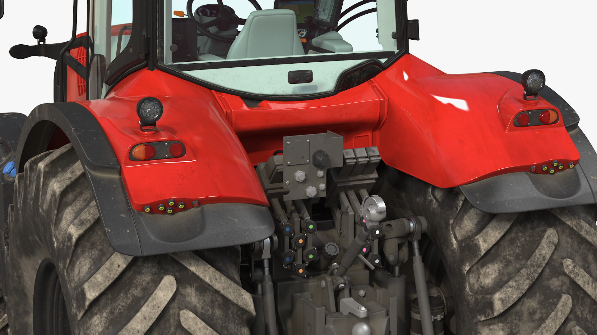 3D model Tractor with Agricultural Trailer Rigged
