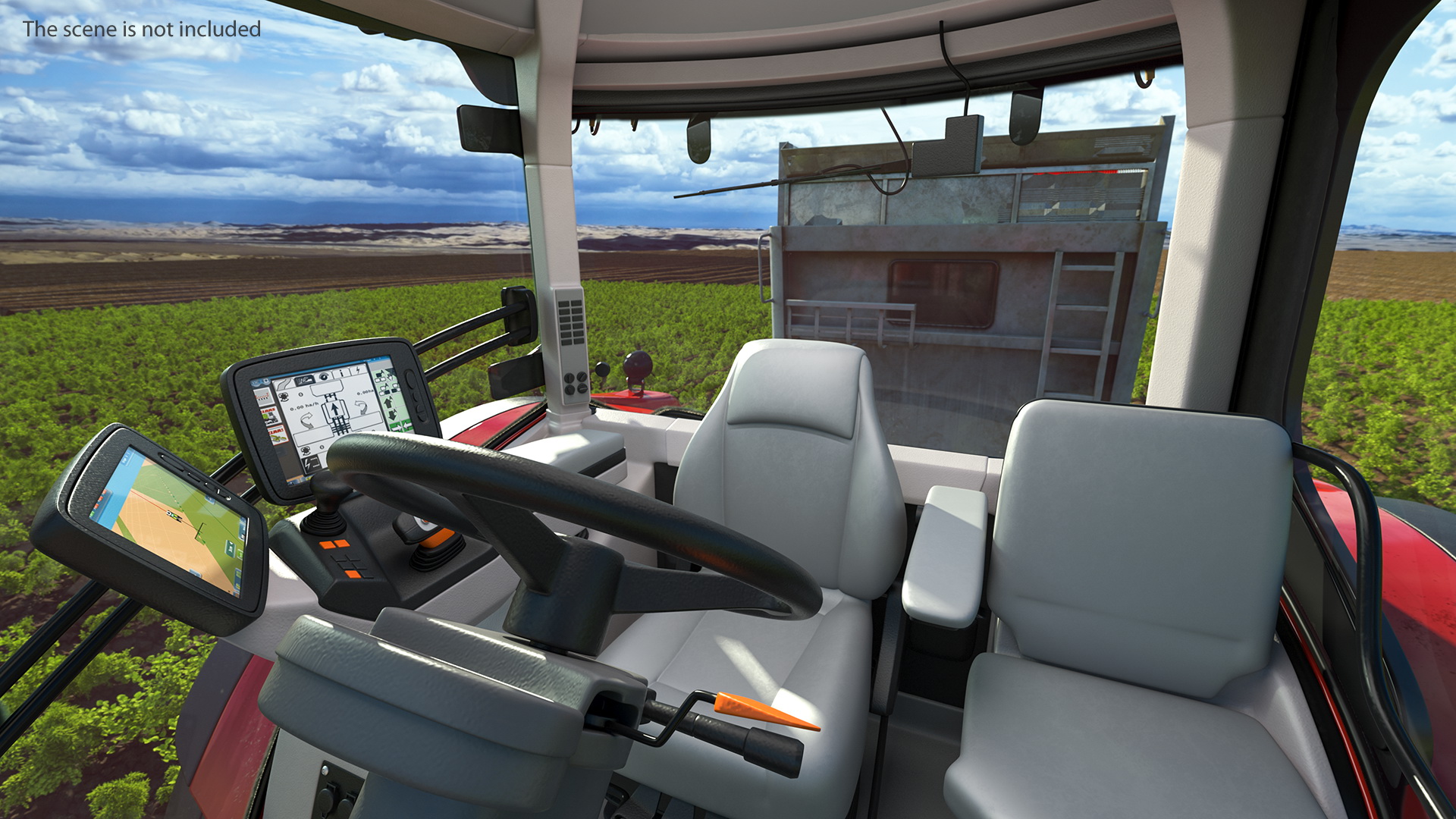 3D model Tractor with Agricultural Trailer Rigged