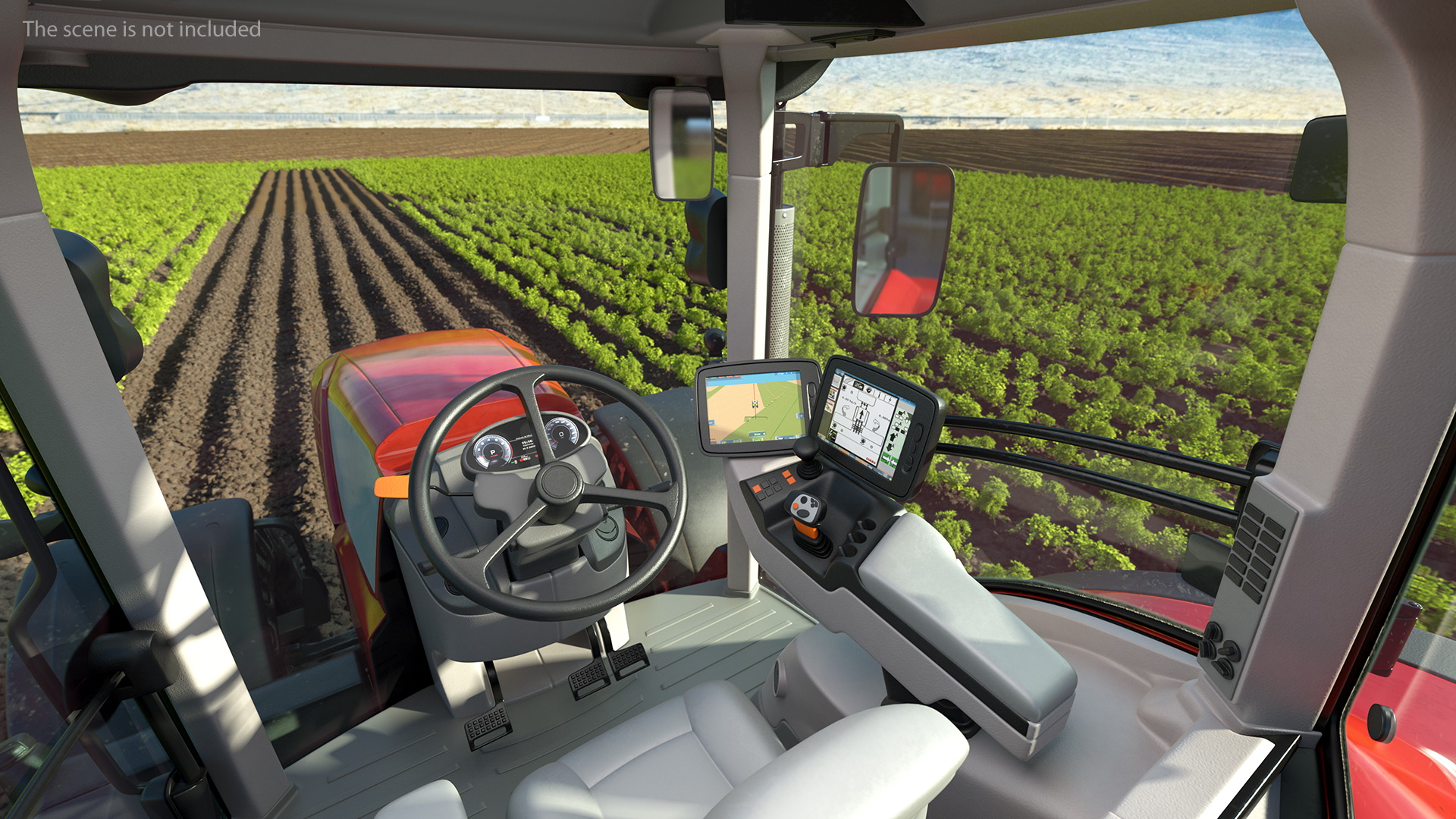 3D model Tractor with Agricultural Trailer Rigged