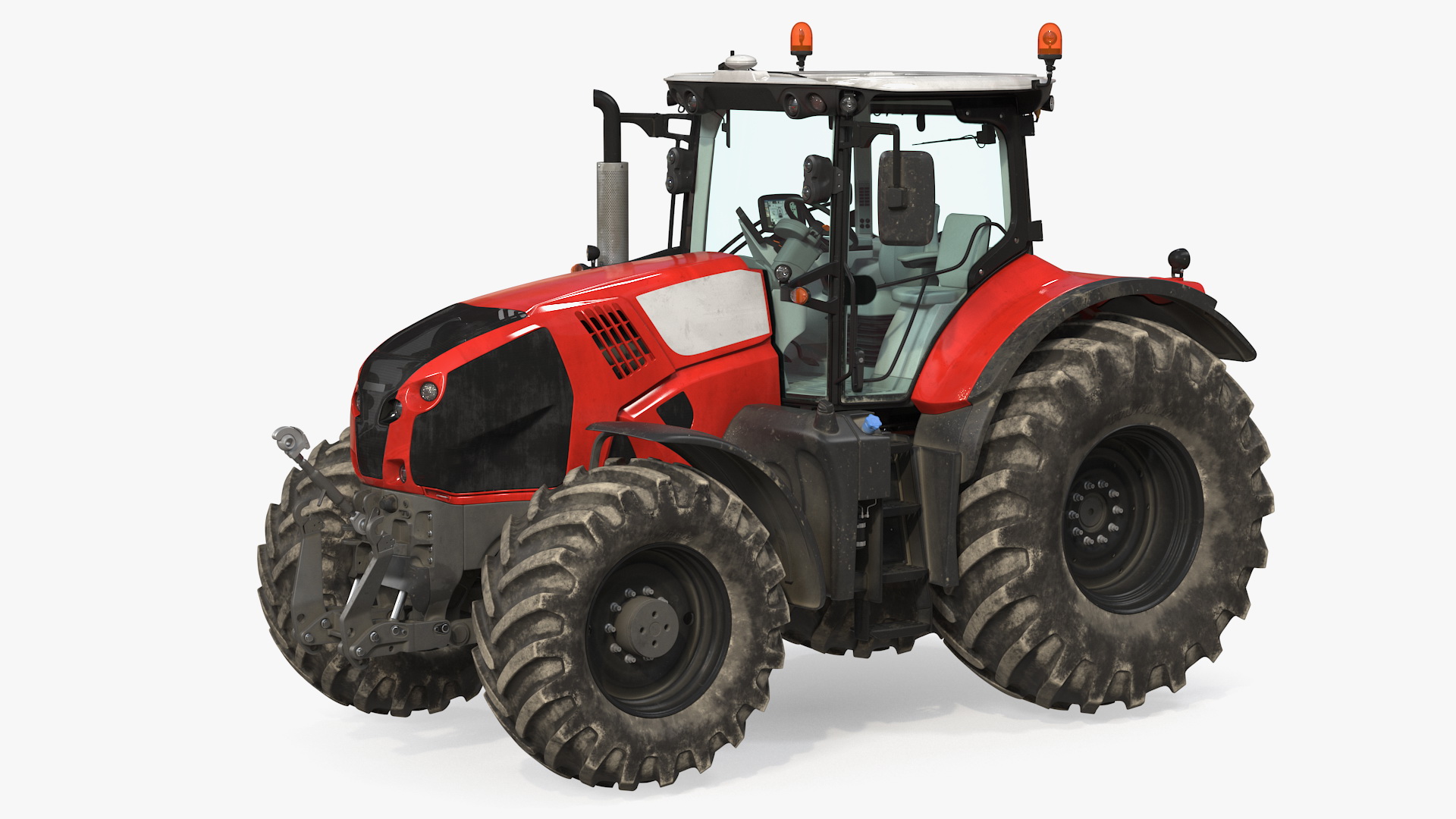 3D model Tractor with Agricultural Trailer Rigged