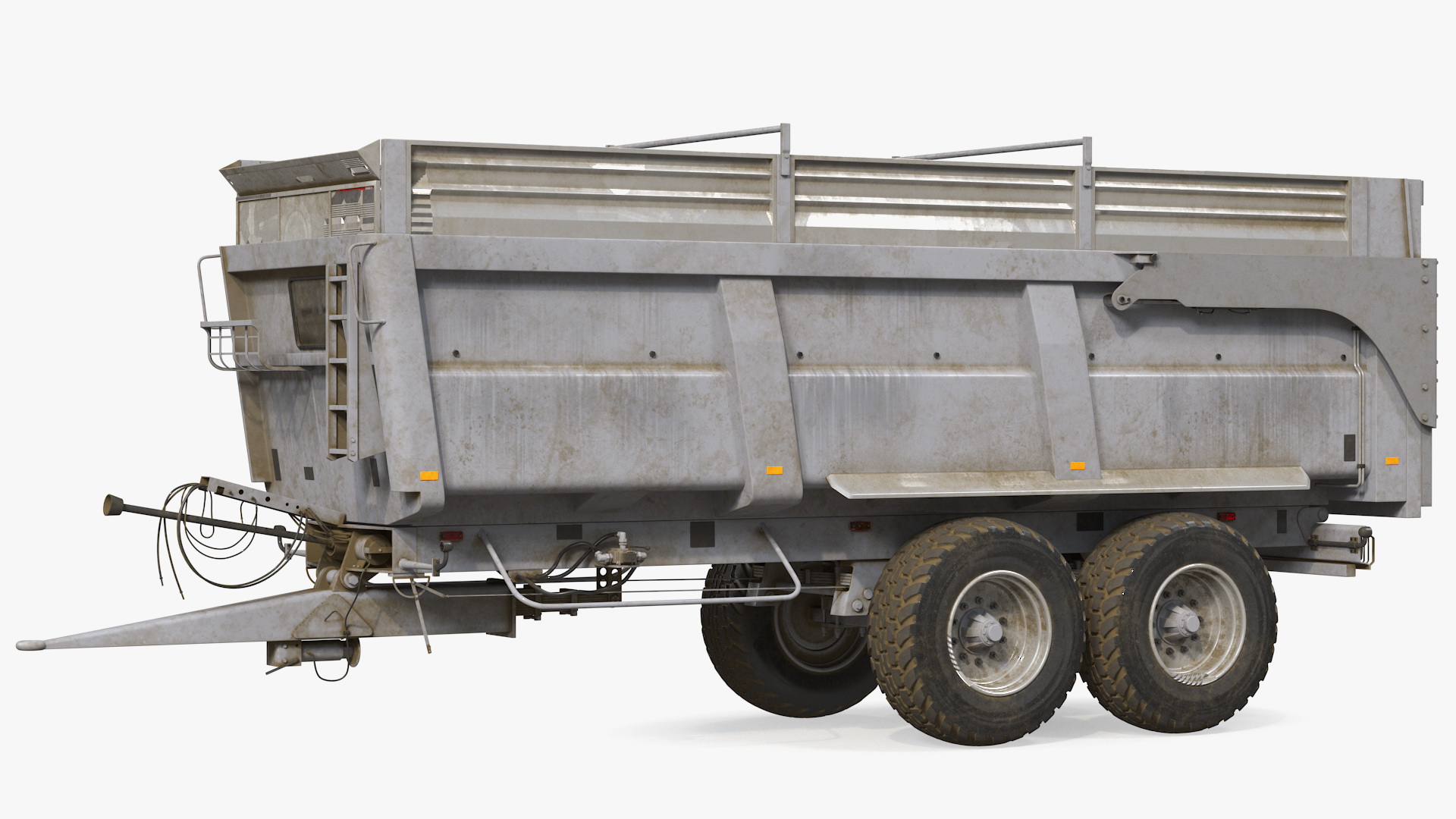 3D model Tractor with Agricultural Trailer Rigged