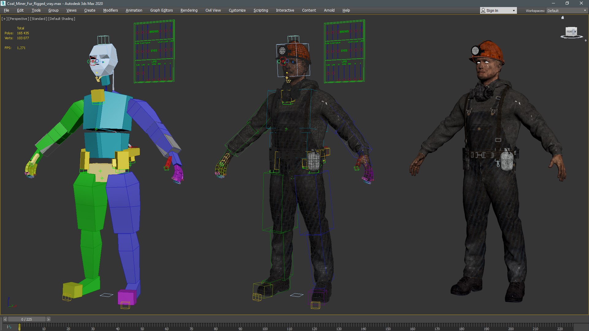 3D Coal Miner Fur Rigged