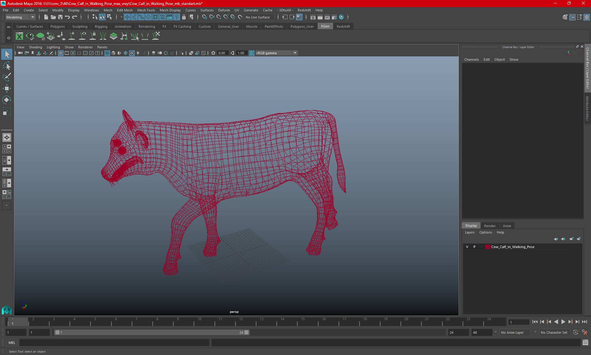 Cow Calf in Walking Pose 3D model