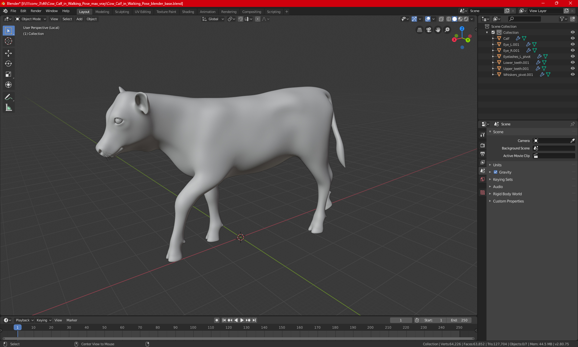 Cow Calf in Walking Pose 3D model