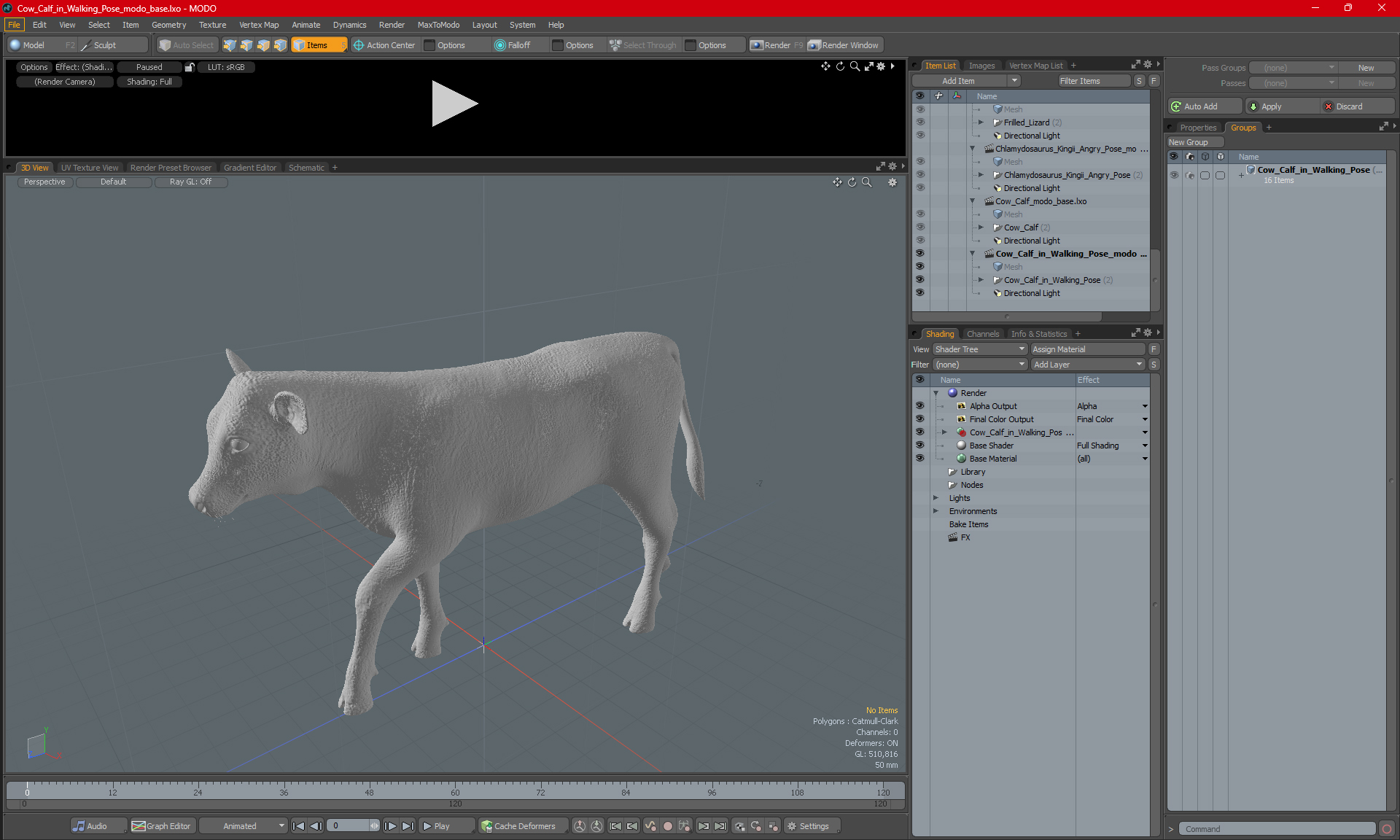 Cow Calf in Walking Pose 3D model