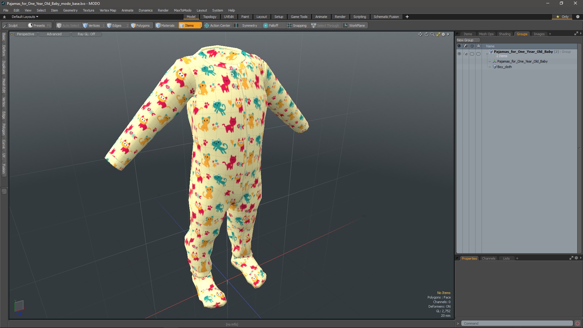 Pajamas for One Year Old Baby 3D model