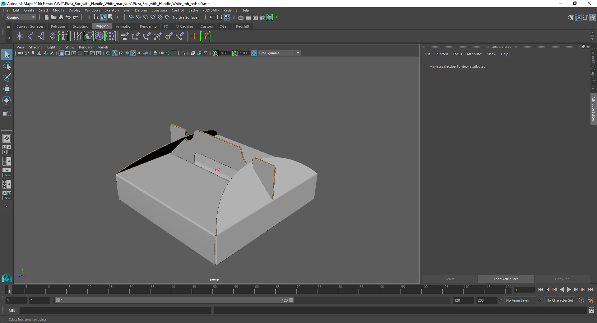Pizza Box with Handle White 3D